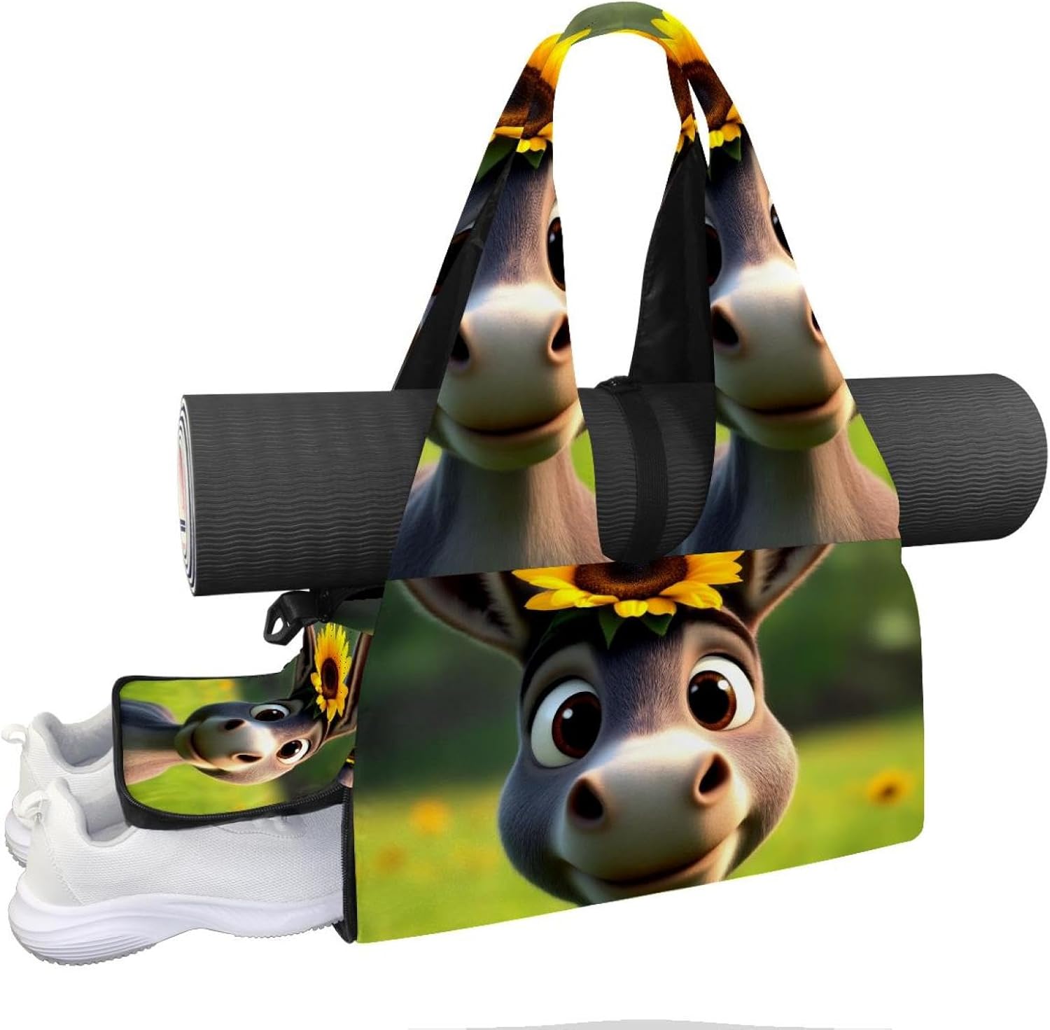 Yoga Mat Bag, Gym Workout Bag with Shoe Compartment, Pig Pilates Bag for Women, Quick Access Storage Yoga Tote Bag for Sports Travel Office