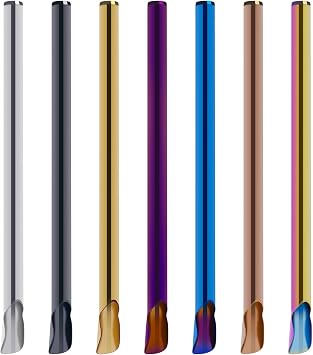 EORTA 7 Pcs/Set Drinking Spoon Straws Stainless Steel Two-In-One Reusable Stirring Spoon Wide Opening 0.4 inch Smoothie Straws Kitchen Utensil for Juice Soups Milkshake Smoothies Ice Cream, 7 Colors