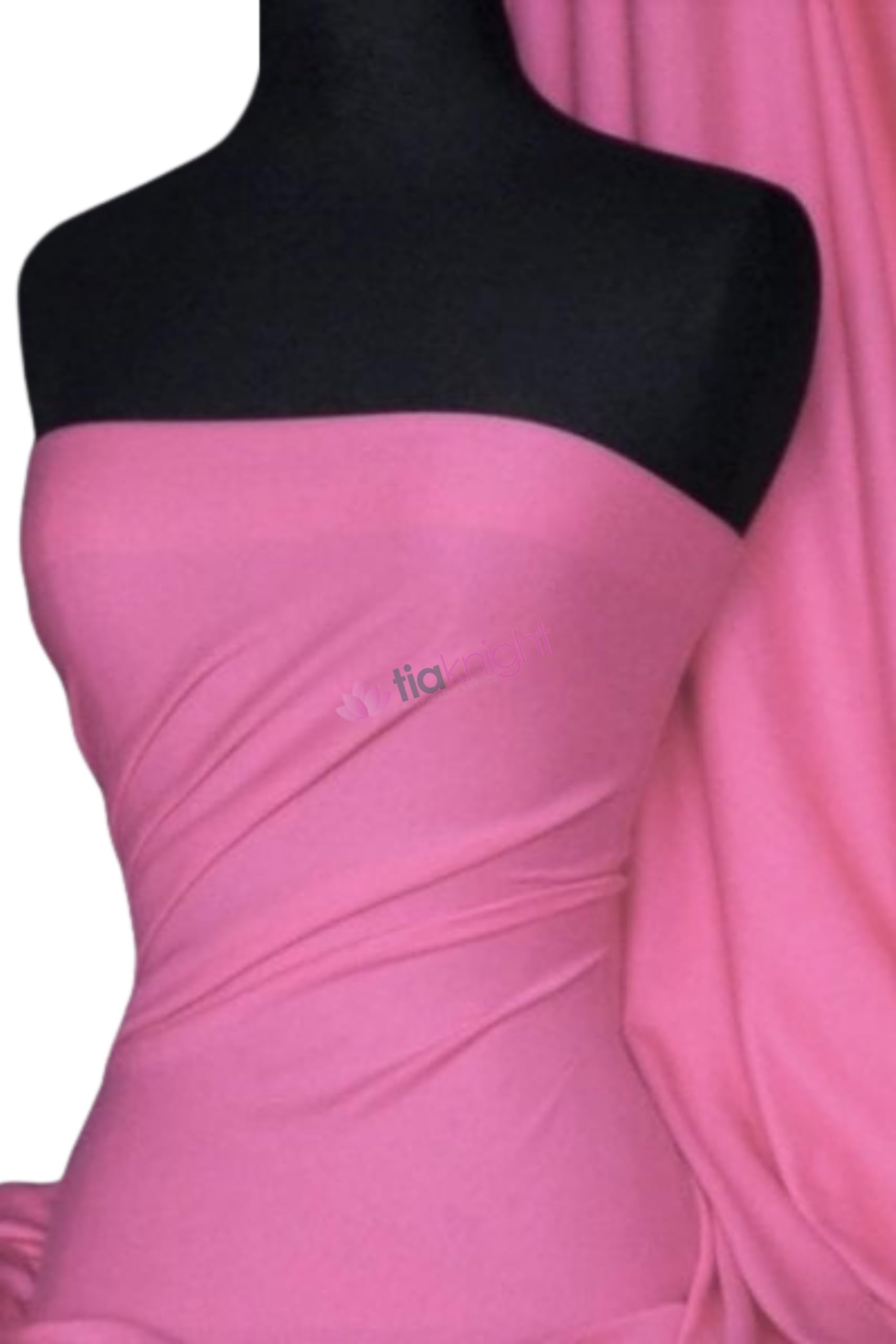 Soft Fine 1x1 Rib 100% Cotton Knit Jersey Fabric | Soft T-Shirt Material | Over 50 Colours | Oeko-Tex Certified | Same Day Dispatch | by Tia Knight (Q61) (Light Cerise) — image 1