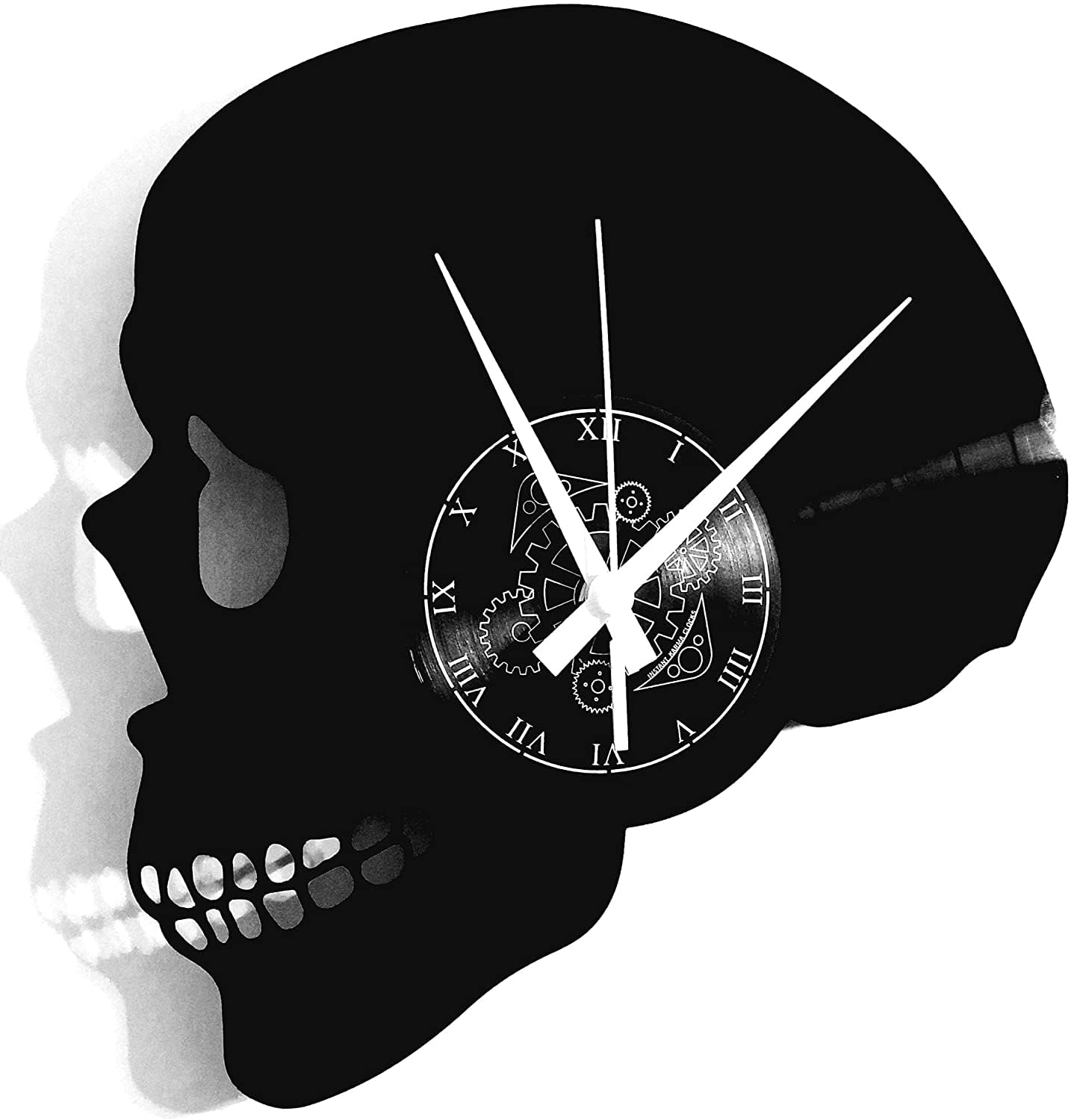 Wall Clock Vinyl Metal Punk Rock Skull Skull Death Vintage Handmade