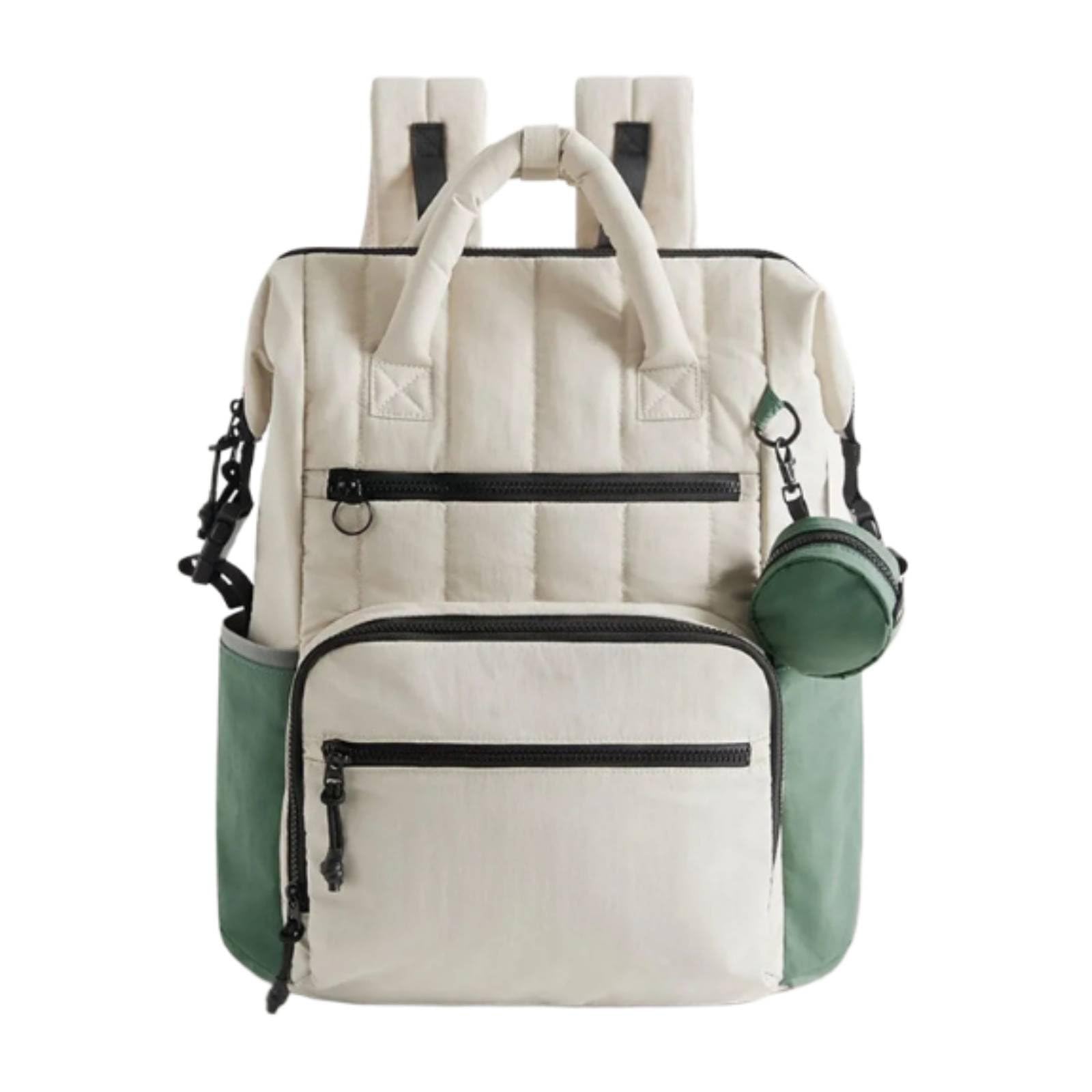 Multi-Functional Diaper Backpack Lightweight Large Capacity Mommy Bag Sturdy Textile Multifunction Travel Baby Backpack Insulated Pockets for Moms, Parents, Outings, Beige Green-image-25