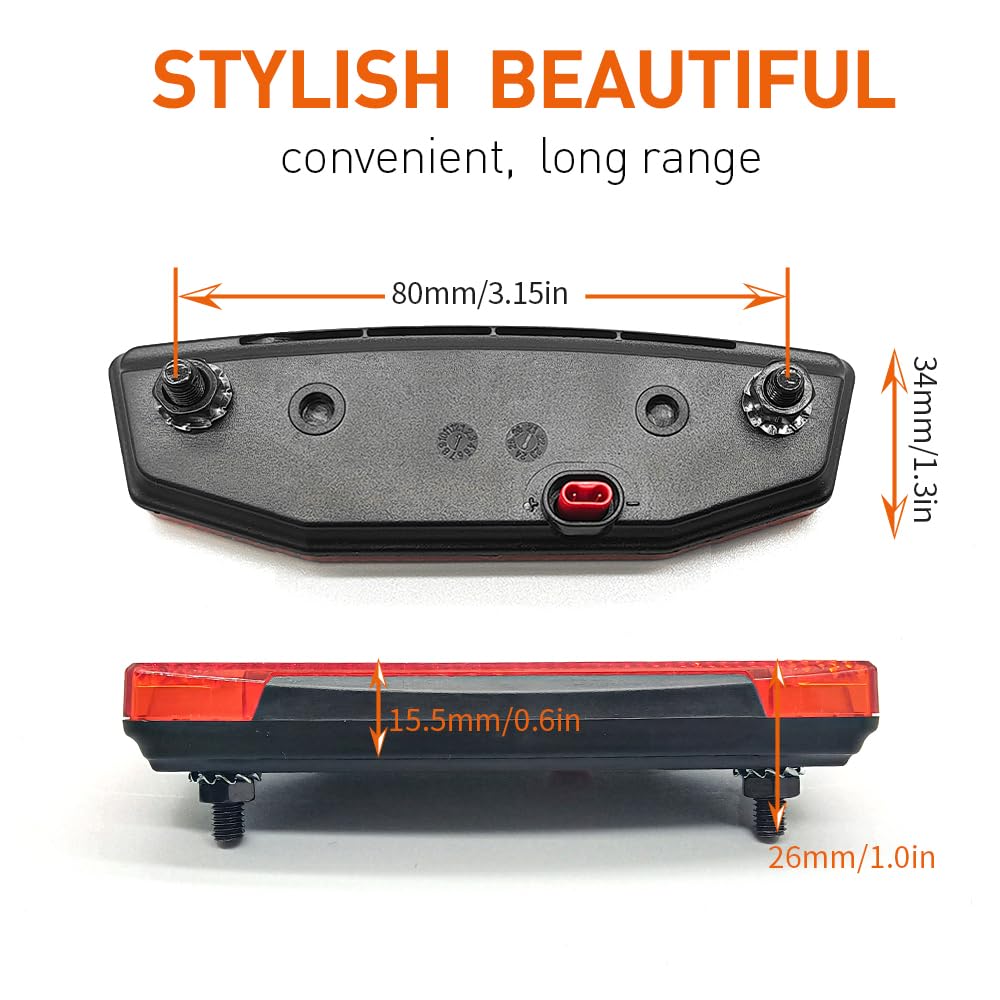 Ebike Rear Tail Light,Ebike 6V-60V LED Riding Tailight,Motorcycle Led Light Equipment Waterproof Connector for Electric Bike Accessories (Waterproof Plug)