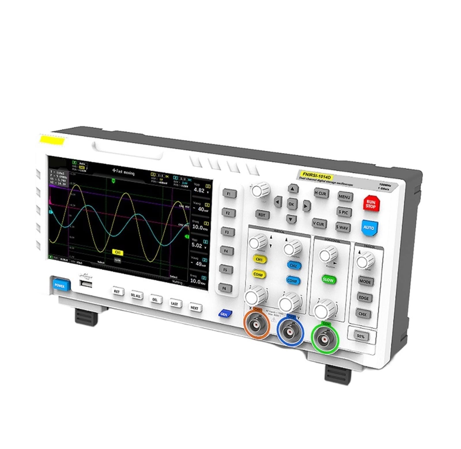 Herramientas portátiles de Prueba Funcional para e Osciloscopio Digital 2 en 1 Generador de señal de Entrada de Doble Canal Ancho de Banda 1GSa/S Tasa de muestreo