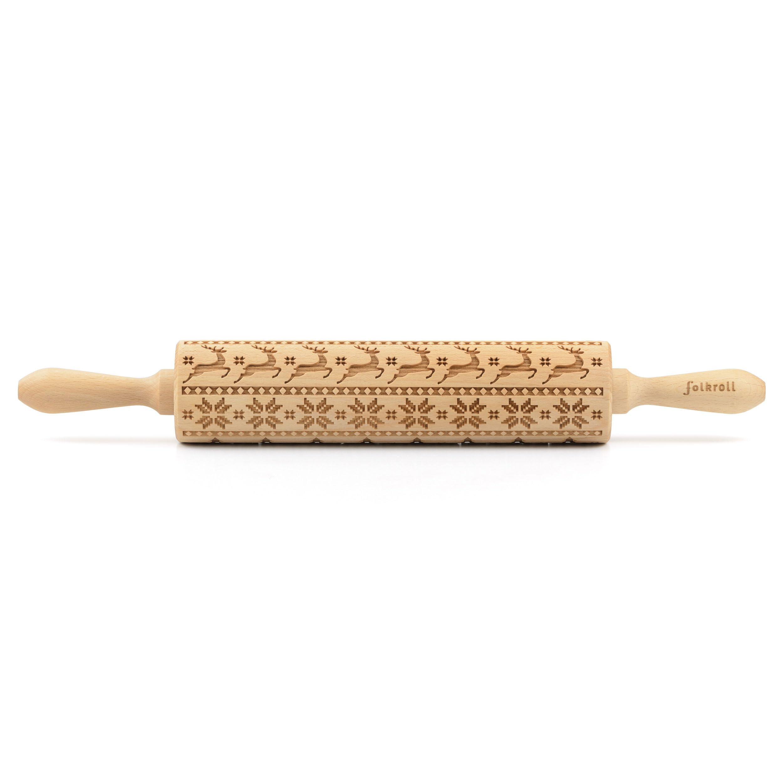 Rodillo para Masa de Navidad, Rodillo para repujar Manualidades, de Madera de Haya Grande