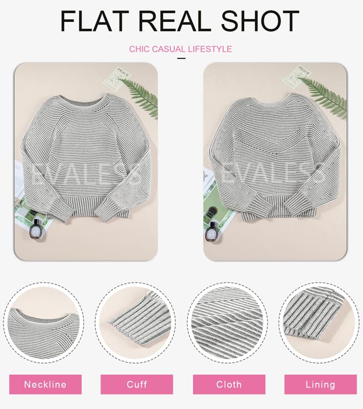 Image of EVALESS Striped Sweaters for Women Boat Neck Batwing Sleeve Oversized Pullover Sweater Tops Womens Fall Clothes Outfits