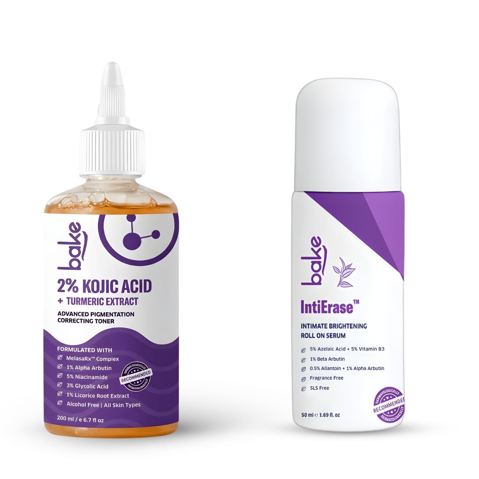 BAKE Brightening Duo | 2% Kojic Acid & Turmeric Extract Toner + IntiErase Intimate Serum | Reduces Dark Spots, Pigmentation & Uneven Skin Tone | Face & Intimate Area Brightening Combo-image-34