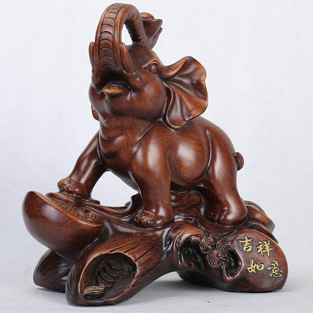 Ornamenti Feng Shui Statue e Figurine di Elefanti, Decorazione di sculture Portafortuna di ricchezza, Ufficio Aperto inaugurazione della casa Soggiorno Ornamenti Regalo, Marrone