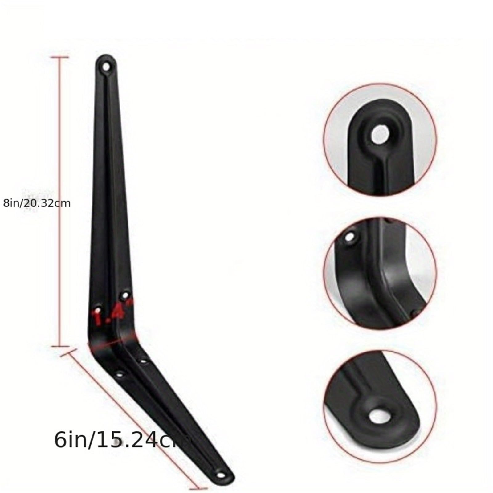 Soportes en L for estante, soporte flotante de 8 pulgadas, acero negro resistente for montaje pared decorativo, ángulo junta con tornillos, 6 uds Para Montaje(6x8inch-10PCS)