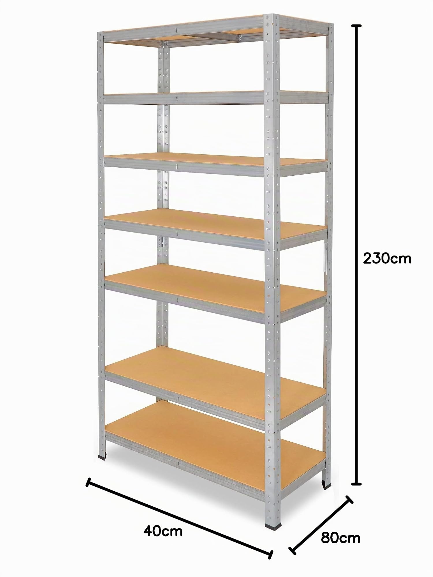 shelfplaza Home 230x80x40cm Schwerlastregal verzinkt mit 7 Böden x 125kg | Kellerregal · Lagerregal · Metallregal · Regale für Kellerraum · Steckregal · Abstellraum Regal