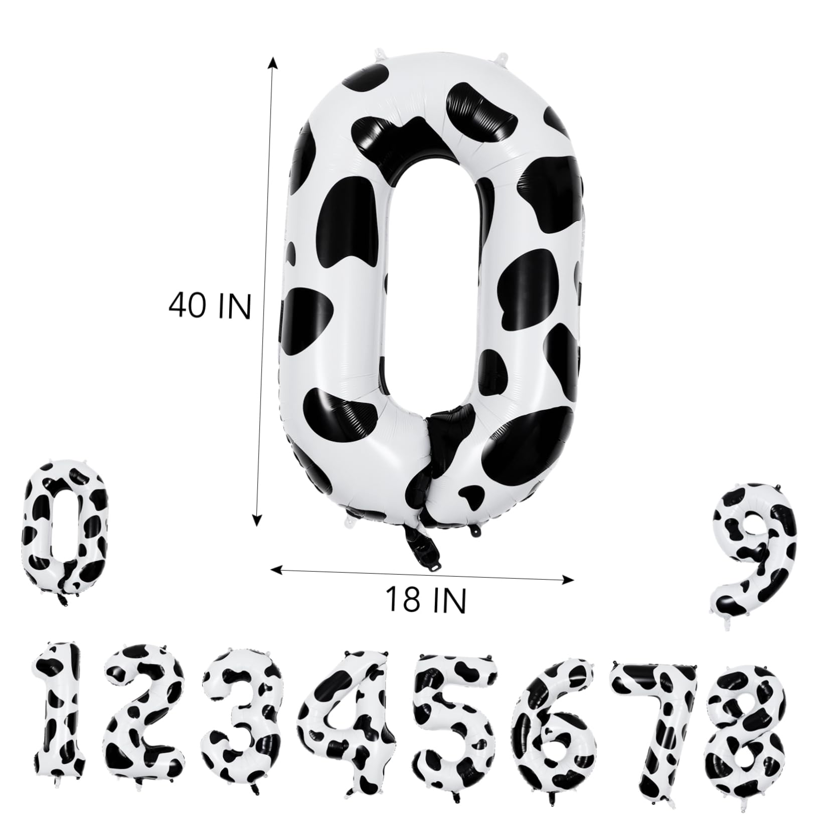 ibasenice Palloncini 10 Numero Mucca 40 Pollici e in Pellicola di Alluminio Riutilizzabili Facili da Gonfiare Decorazioni Compleanno e Feste a Tema