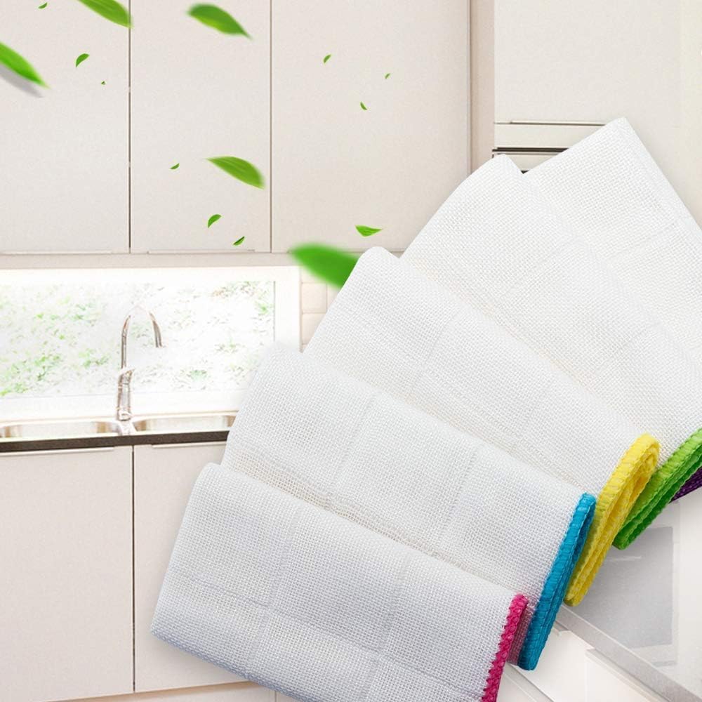 Strofinacci riutilizzabili in bambù, assorbenti, lavabili in lavatrice, multiuso, per cucina, piatti, asciugamani ecologici per uso quotidiano, confezione da 10