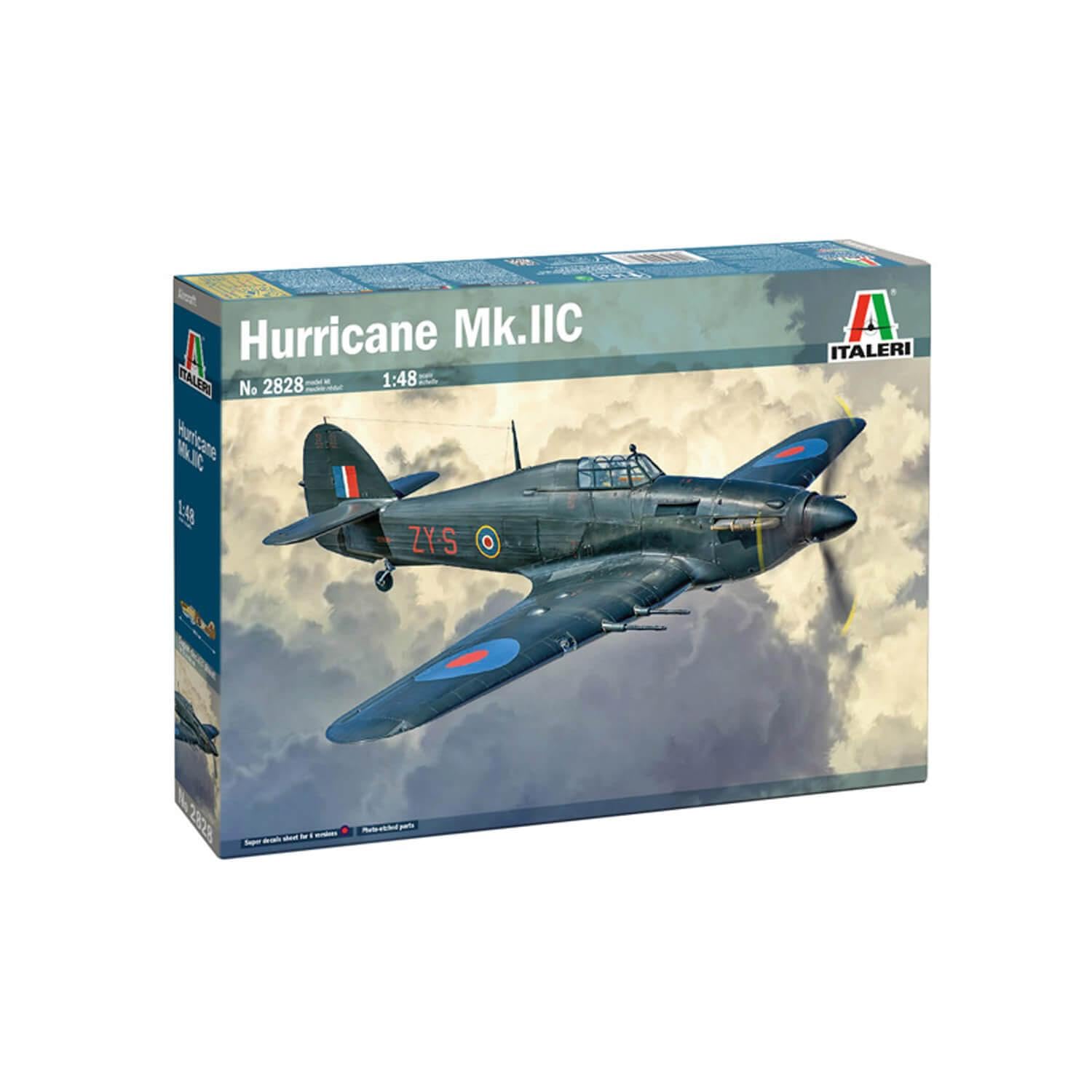 Italeri 2828 1:48 Hurricane Mk.II C Model Building Kit, Standing Model Building, Crafts, Hobby, Gluing, Plastic Kit, Detailed, Grey - Image 2