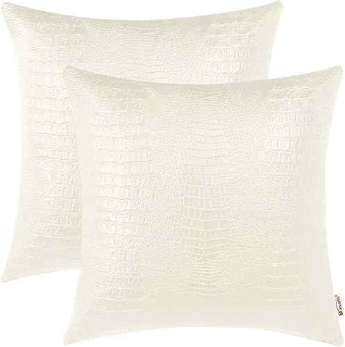 Miniatura 55 de BRAWARM Fundas de almohada de piel sintética de 16 x 16 pulgadas, paquete de 2 fundas de almohada de cuero plateado, almohadas decorativas de piel
