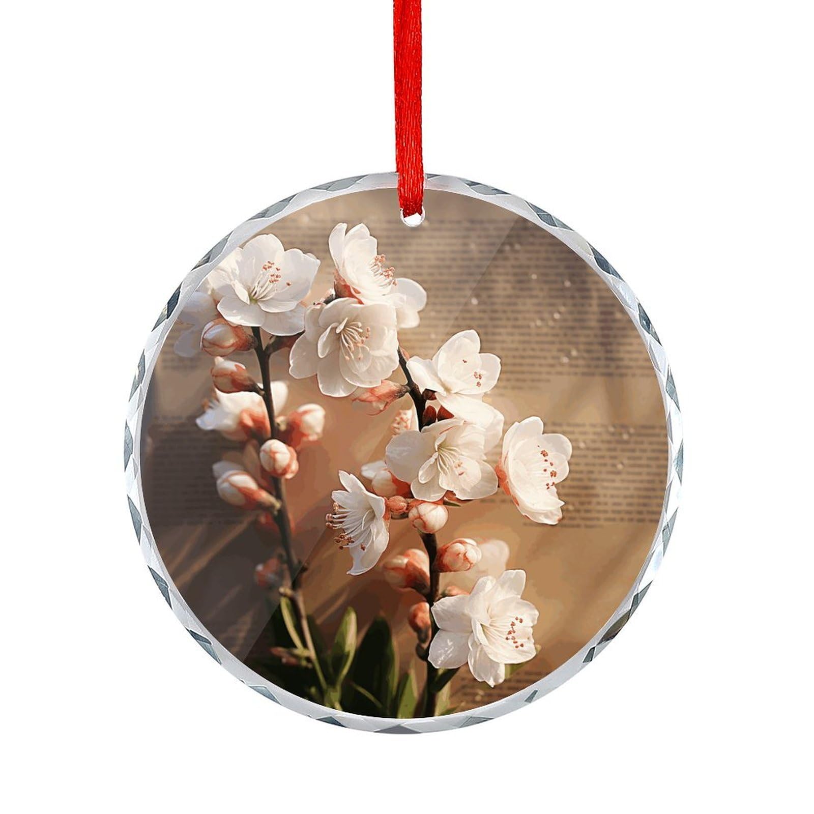 Btcowzrv Style A Peach Blossom Round Ornament Hanging Pendant Decor