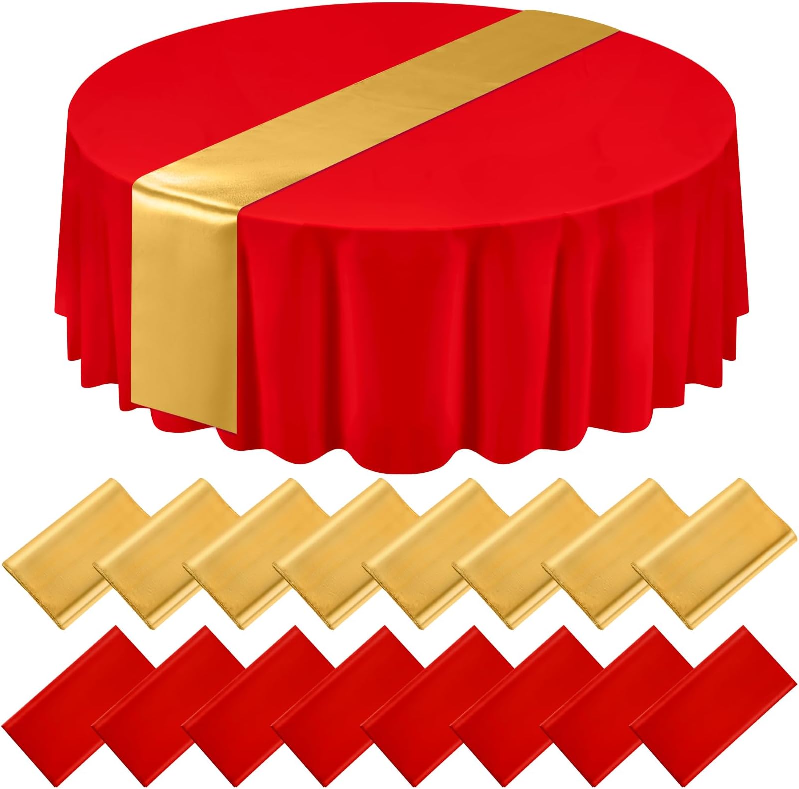 Amazon.com: Tudomro 16 Pcs Round Plastic Tablecloth and 12 x 108 Satin ...