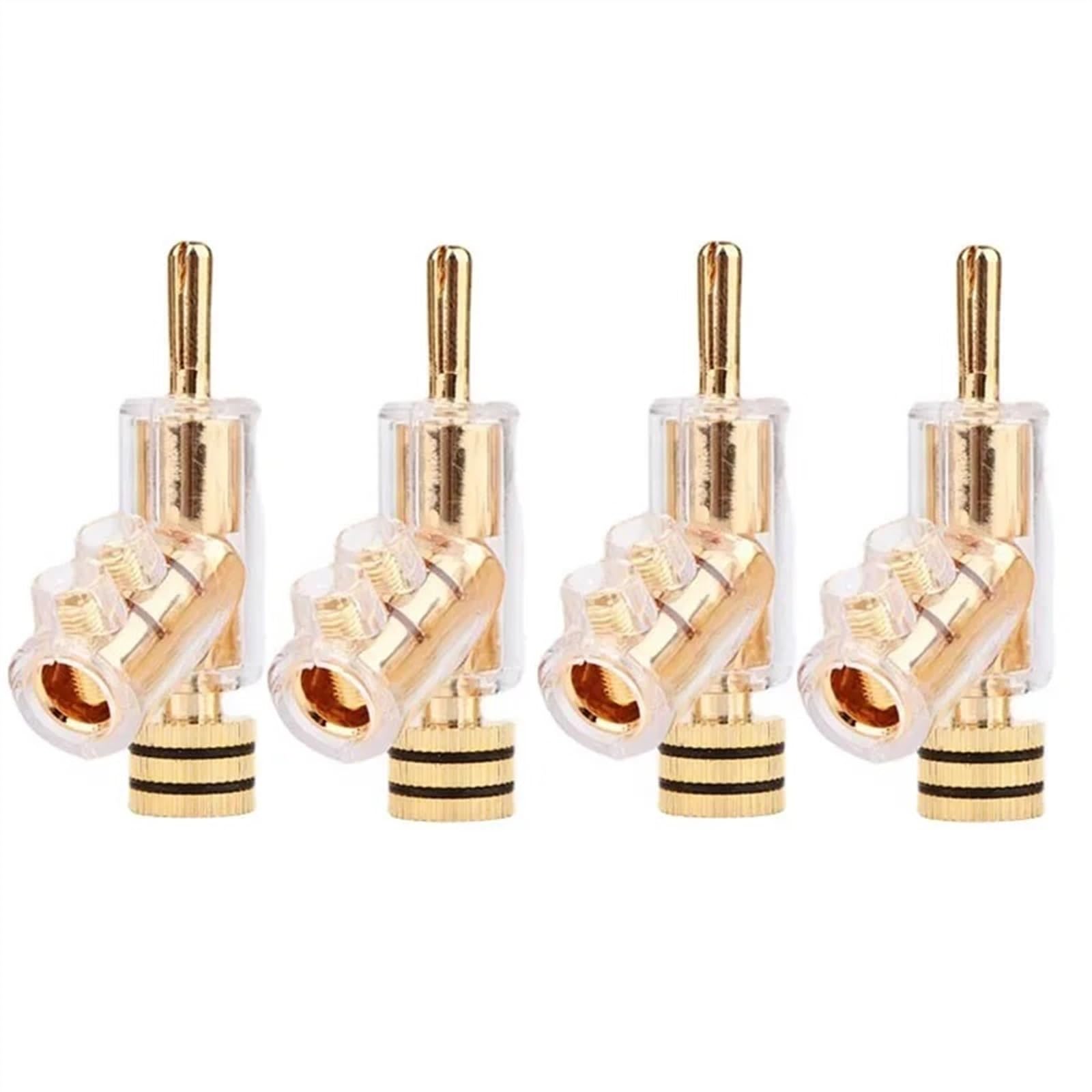 4 cavi per altoparlante bloccabili, placcati in oro 24 K, con connettore a banana (nero, 4 pezzi)