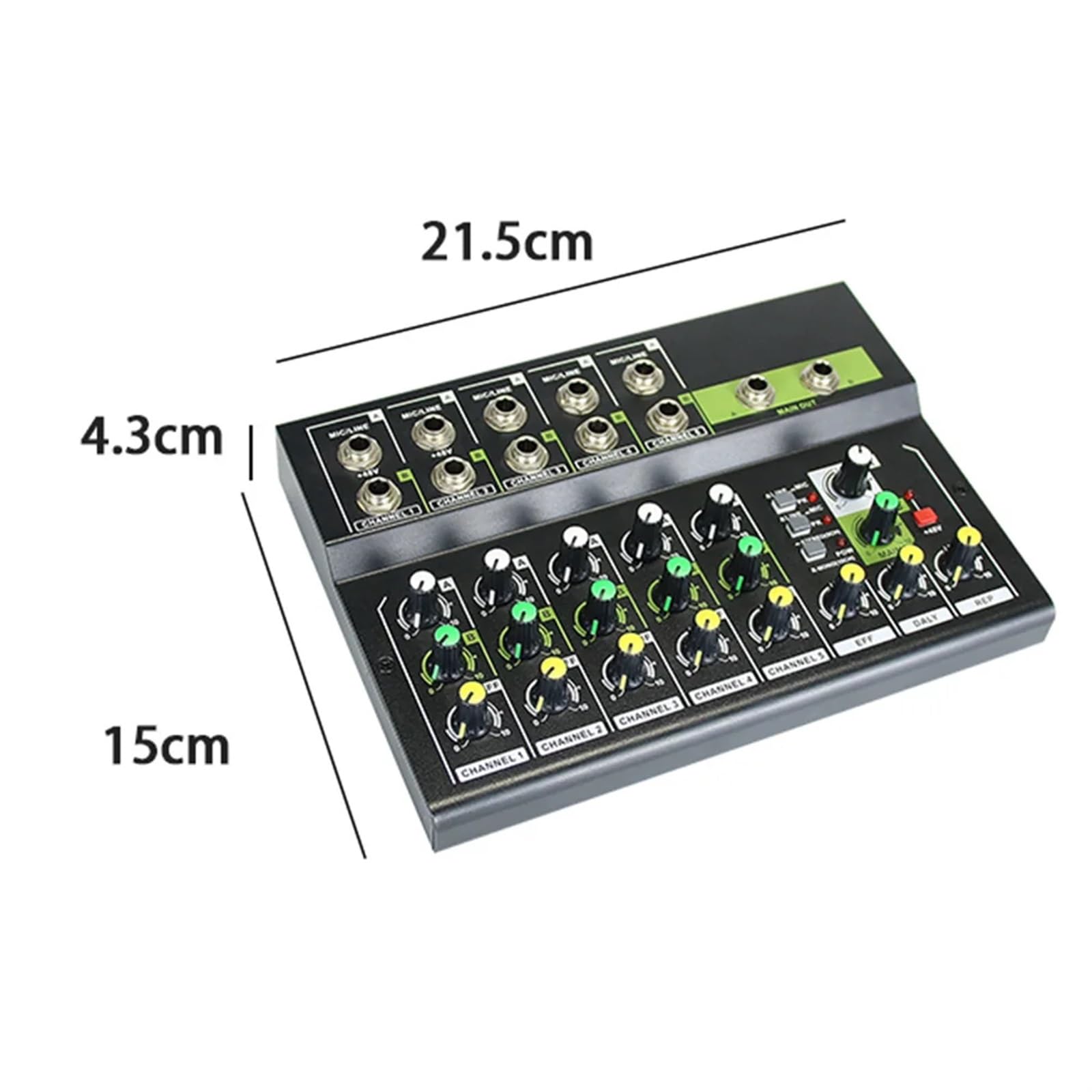 Profesjonalny 10-kanałowy cyfrowy minimikser audio stereo mikrofon/linia minimikser 48V regulacja głośności do nagrywania transmisji na żywo dla DJ-ów,Precyzyjna Kontrola I Regulacja