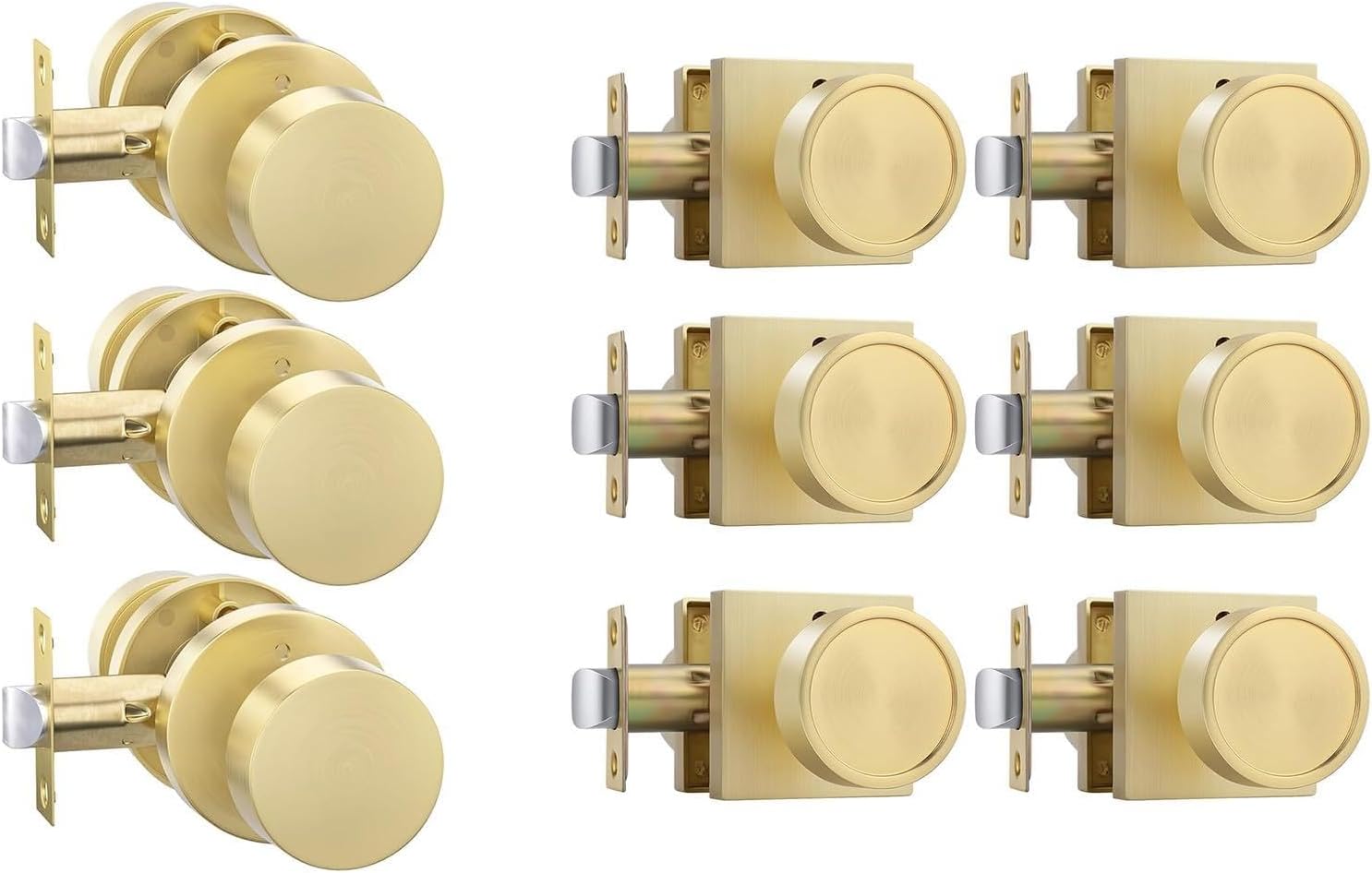 goldenwarm 9 Pack Gold Privacy Door Knobs