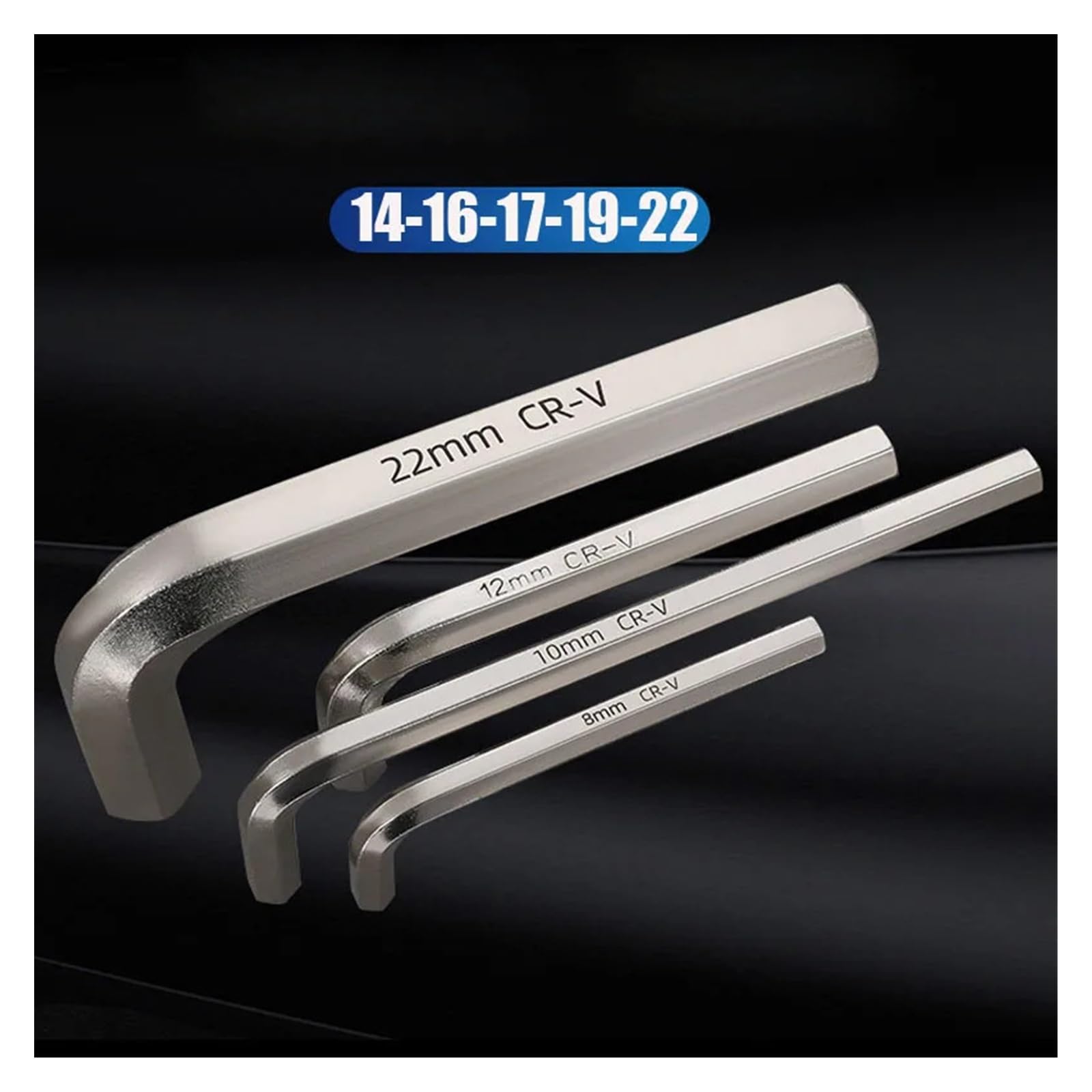 Llave Llave Hexagonal chapada en níquel Pesado, Llave Allen Hexagonal de 22/19/17/16/14/12mm, Modelo Grande, Broca de Llave Allen Profesional de Alto Torque (Size : 22mm-1pcs)
