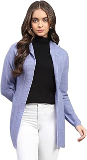 monte carlo Womens Self Design Front Open Wool Blend Cardigan Black-picture-15