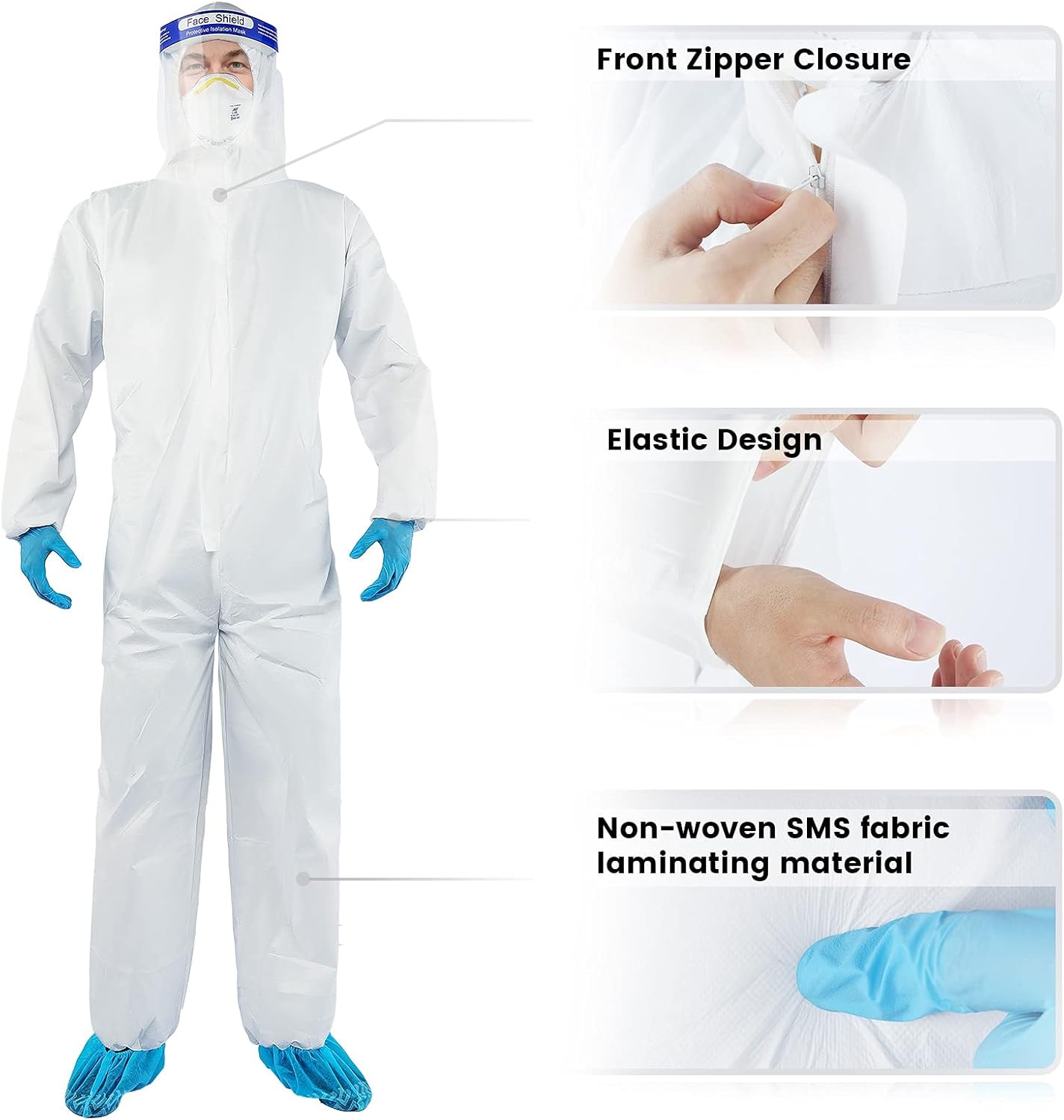 YIBER Hazmat Suits | 7 Sizes & Multiple Specifications Options | Heavy-duty Full Body Protective Suits Pressed From High-Quality PPSB Material & PE film | Safe & Suitable For Countless Applications - - 