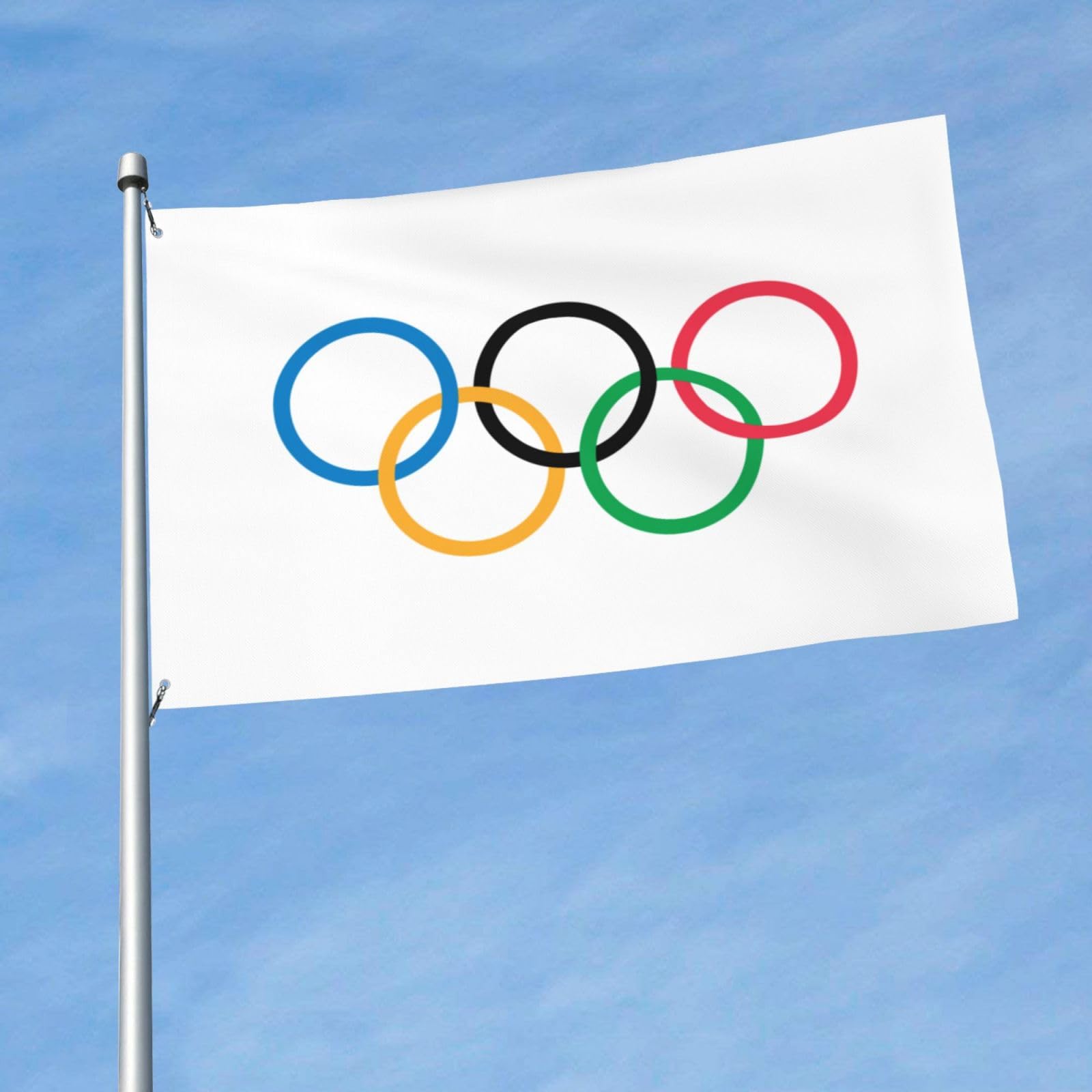 Bandiera Olimpica 3x5 Piedi - 5 Anelli Colori Parigi 2024, Venditore USA