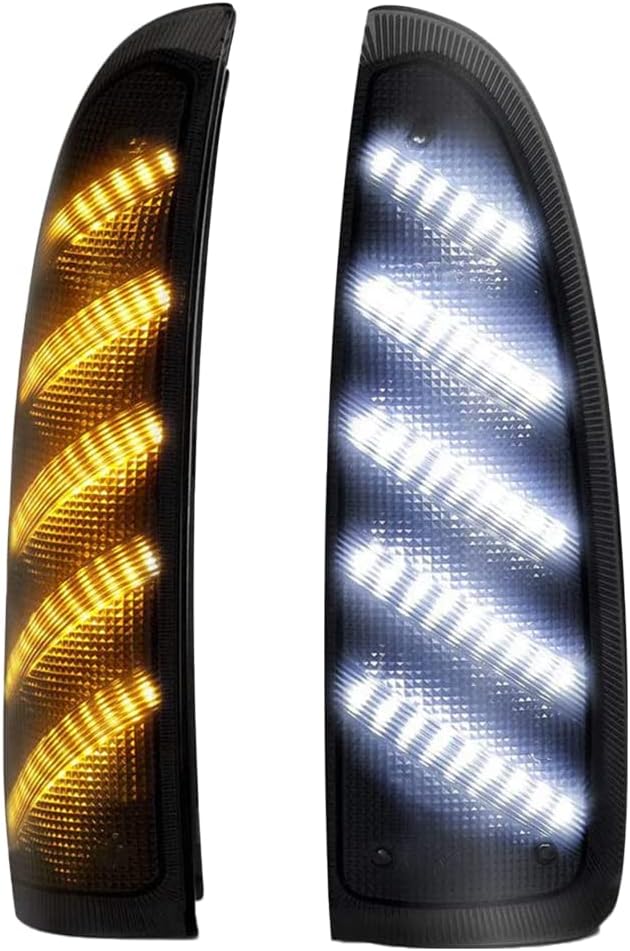 Rearview Mirror Side Marker Amber White Light, Rear View LED Side Mirror Turn Signal, Compatible with Ford F-Series Super Duty Pickup F250 F350 F450 F550 2003-2007 - Smoked Lens Static Light