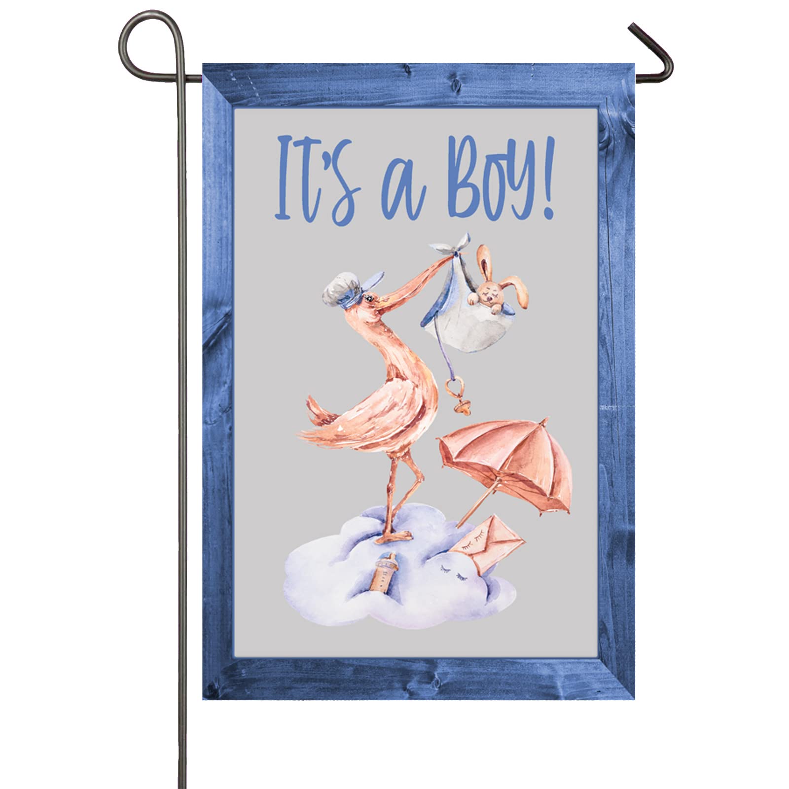 Gartenflagge „It‘s A Boy“ Mit Storch | Doppelseitig, 30x45 Cm | Wetterfest Aus Jute Für Baby-Party & Geburtsankündigung