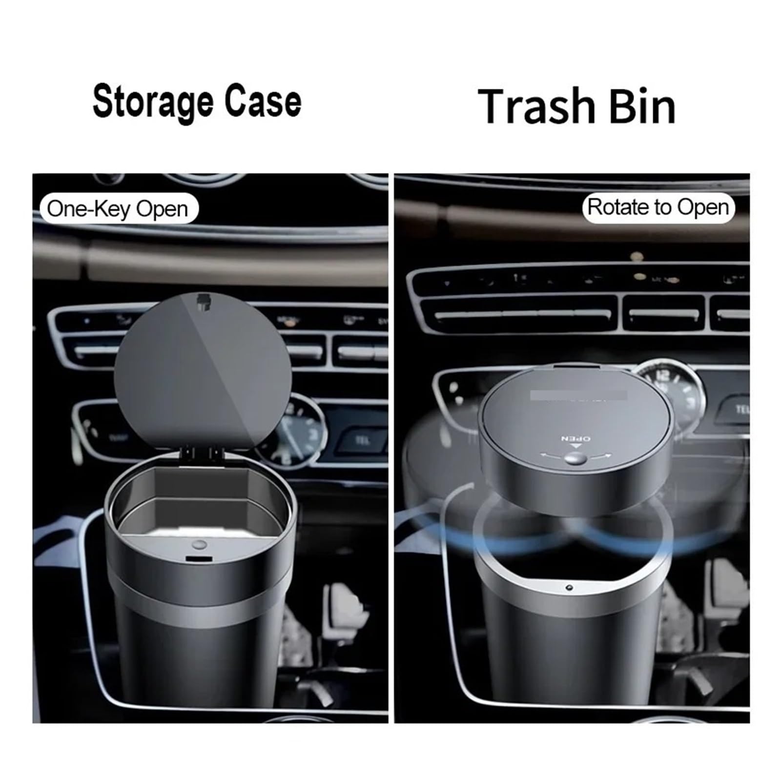 Auto Mülleimer Tragbarer 2-in-1-Auto-Mülleimer Und Aschenbecher Auto-Mülleimer Müllbehälter Aufbewahrungsbox Staub-Organizer Mülleimer Mini Autos Mülleimers