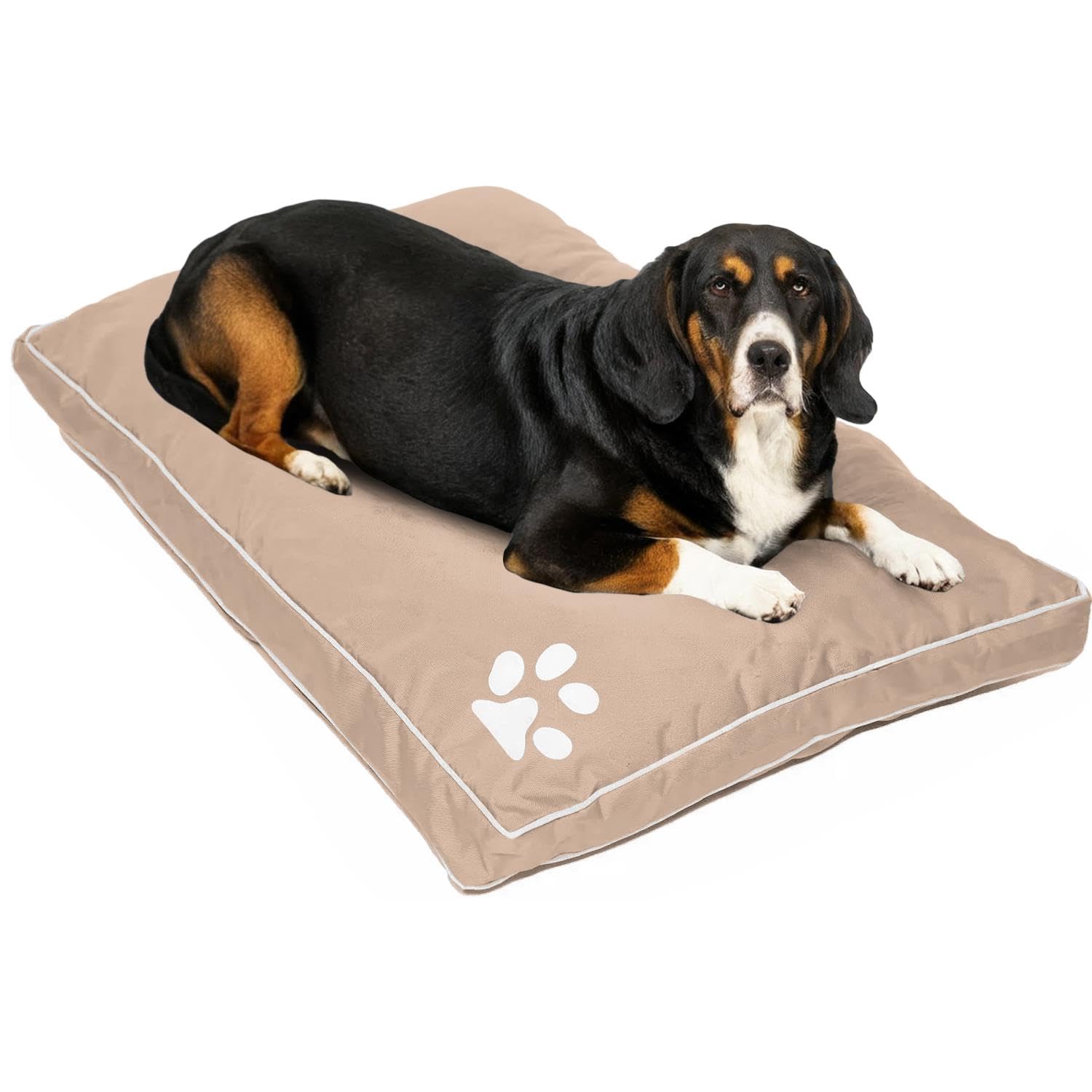 Large and Extra Large Dog Beds Cushion Waterproof Mattresses Washable Zipped Cover With Cushion | Super Soft Cosy Plush Comfy Heavy Duty Dogs Puppy Pet Bed Mattresses Cushions (XL,Beige)