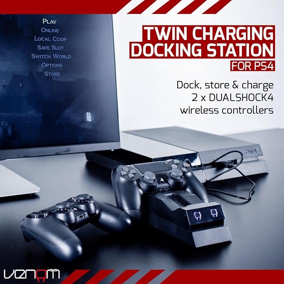 Venom PlayStation 4 Twin Charge Docking Station - Black (PS4)