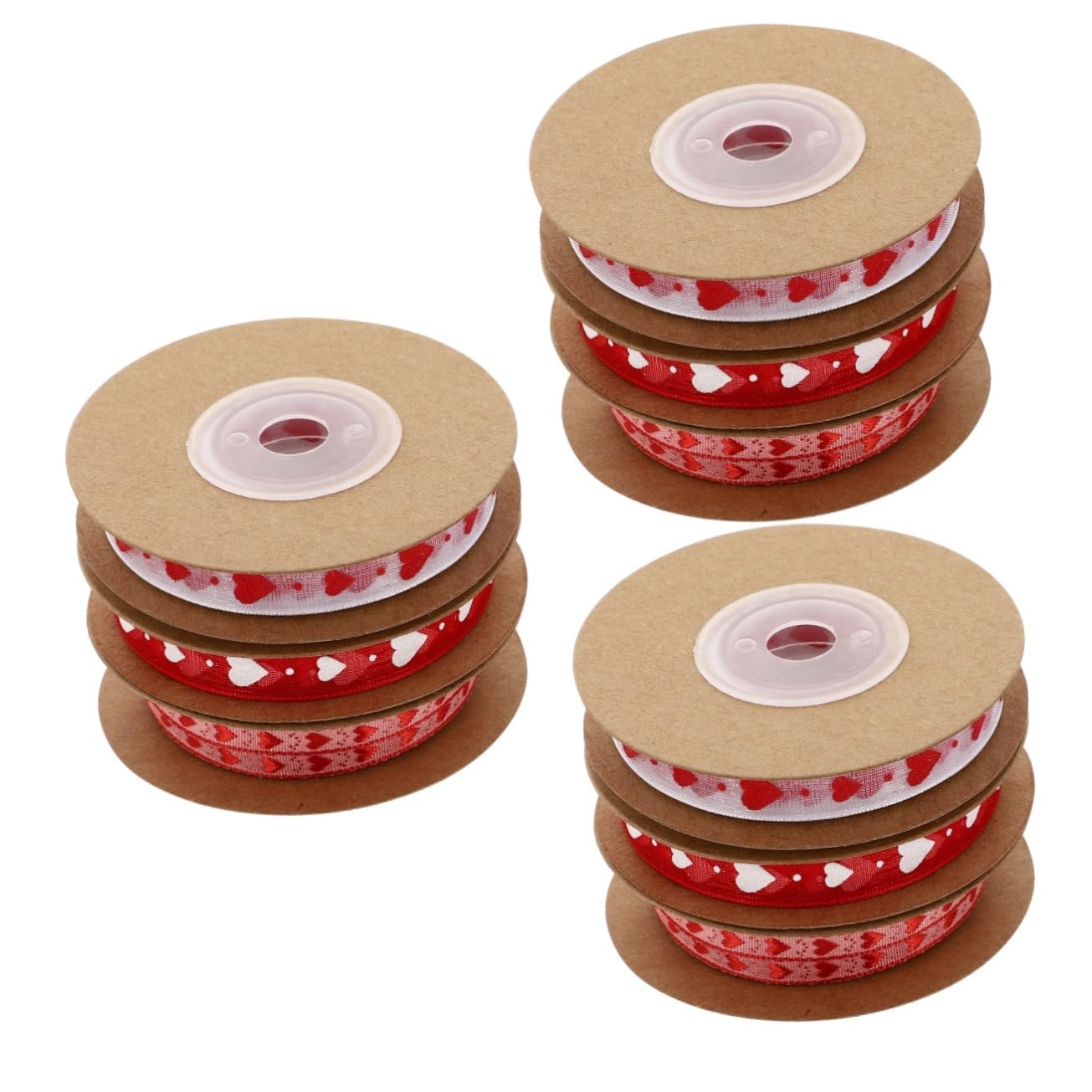 Housoutil 3 Sätze Liebe Gedrucktes Weben Rosa Pastell Party Weißes Band Bänder Zum Basteln Herzförmiges Polyesterband Herzförmiges Band Verpackungszubehör Zum Valentinstag 4 Rollen * 3