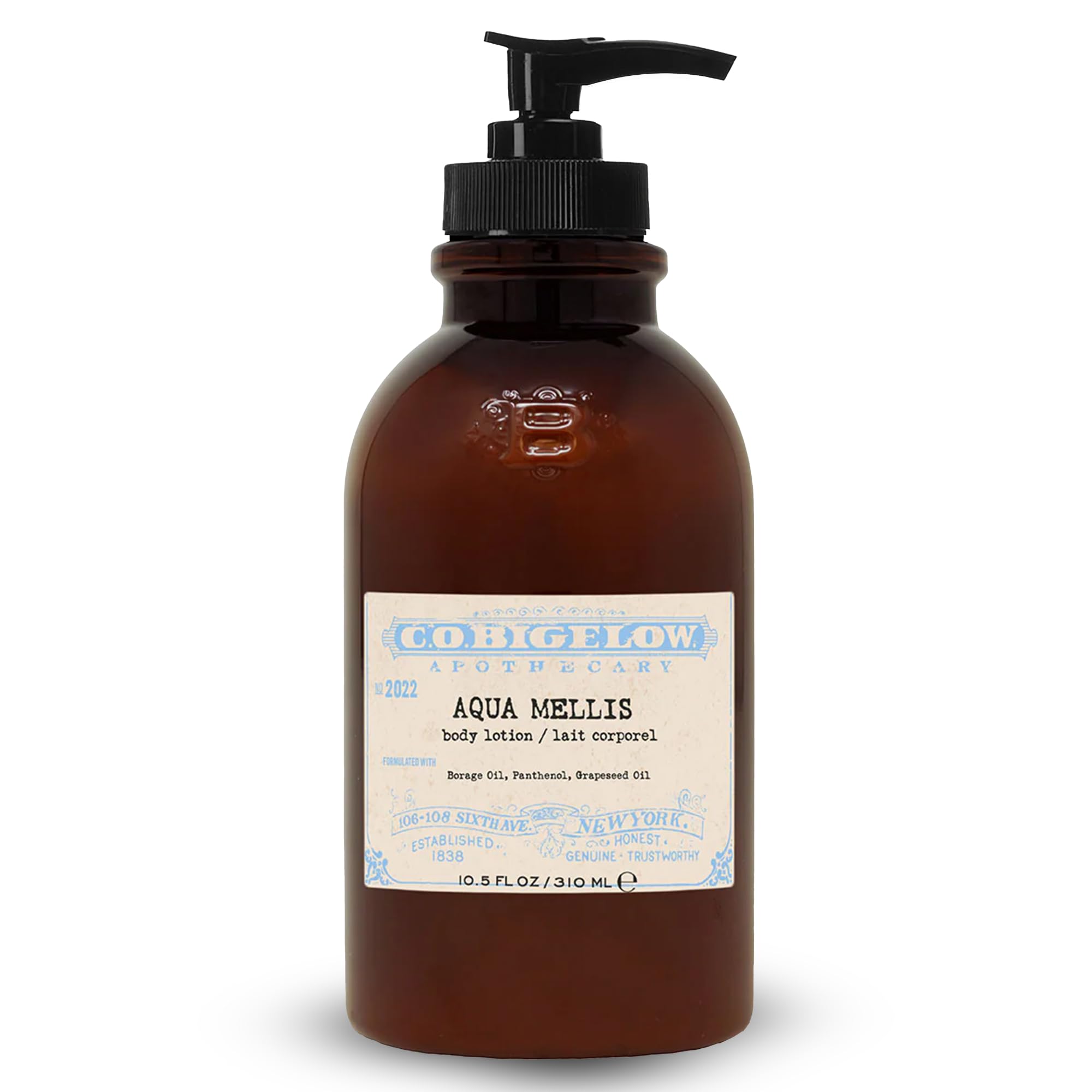 C. O. Bigelow Körperlotion Co Bigelow Aqua Mellis, ikonische Kollektion, feuchtigkeitsspendende Körperlotion mit Sheabutter, Borretschöl und Traubenkernöl, 300 ml.