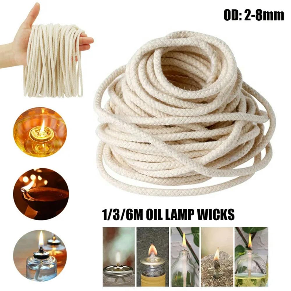 Wymień mocny knot z bawełny Okrągły bawełniany knot bezdymny do palnika spirytusowego i lampy naftowej Rozmiary 2-8 mm Długość 1-6 m(8mm X3m)
