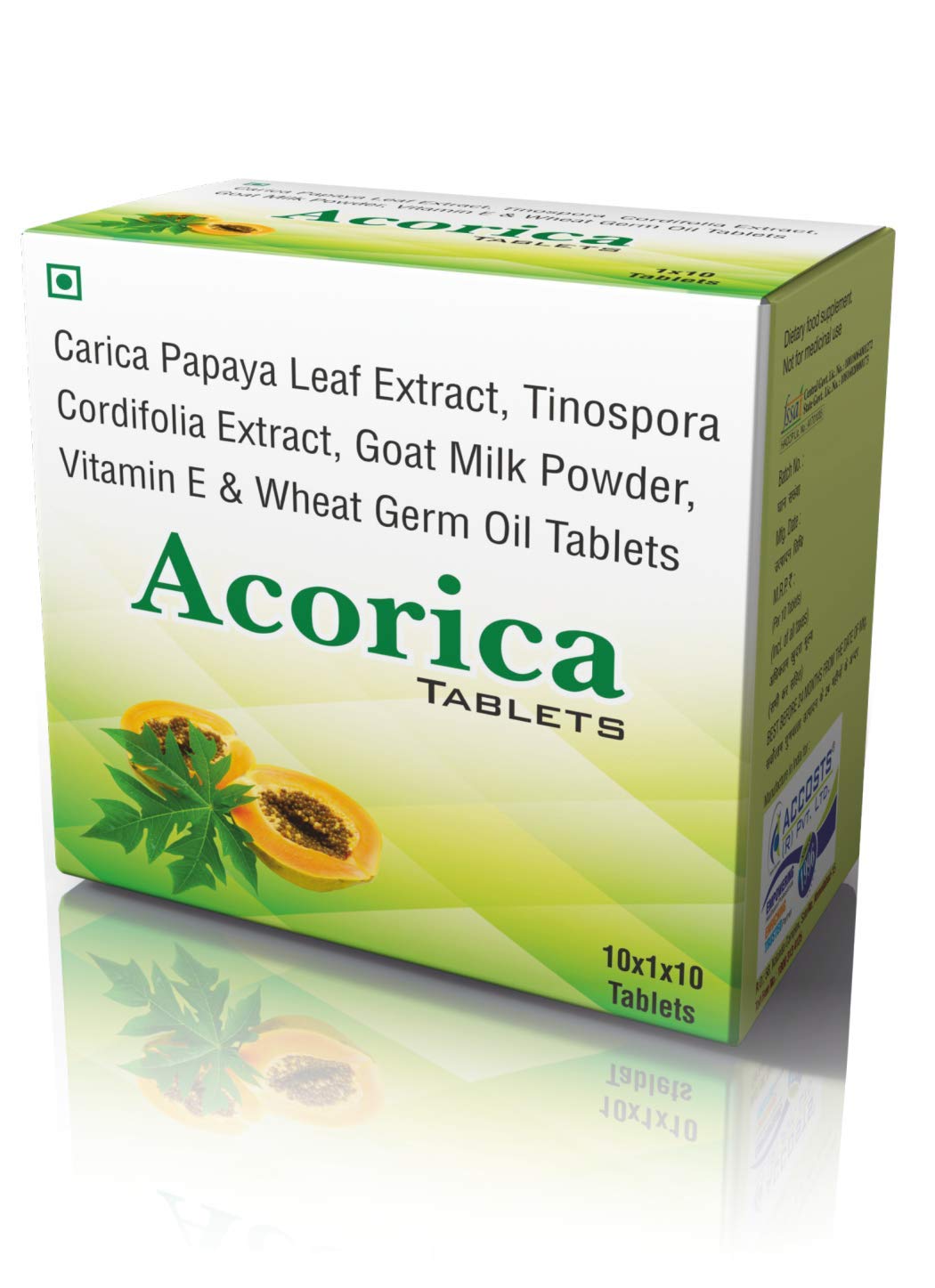 Buy ACORICA S 1 * 10 Carica Papaya Leaf Extract 1100mg + Tinospora