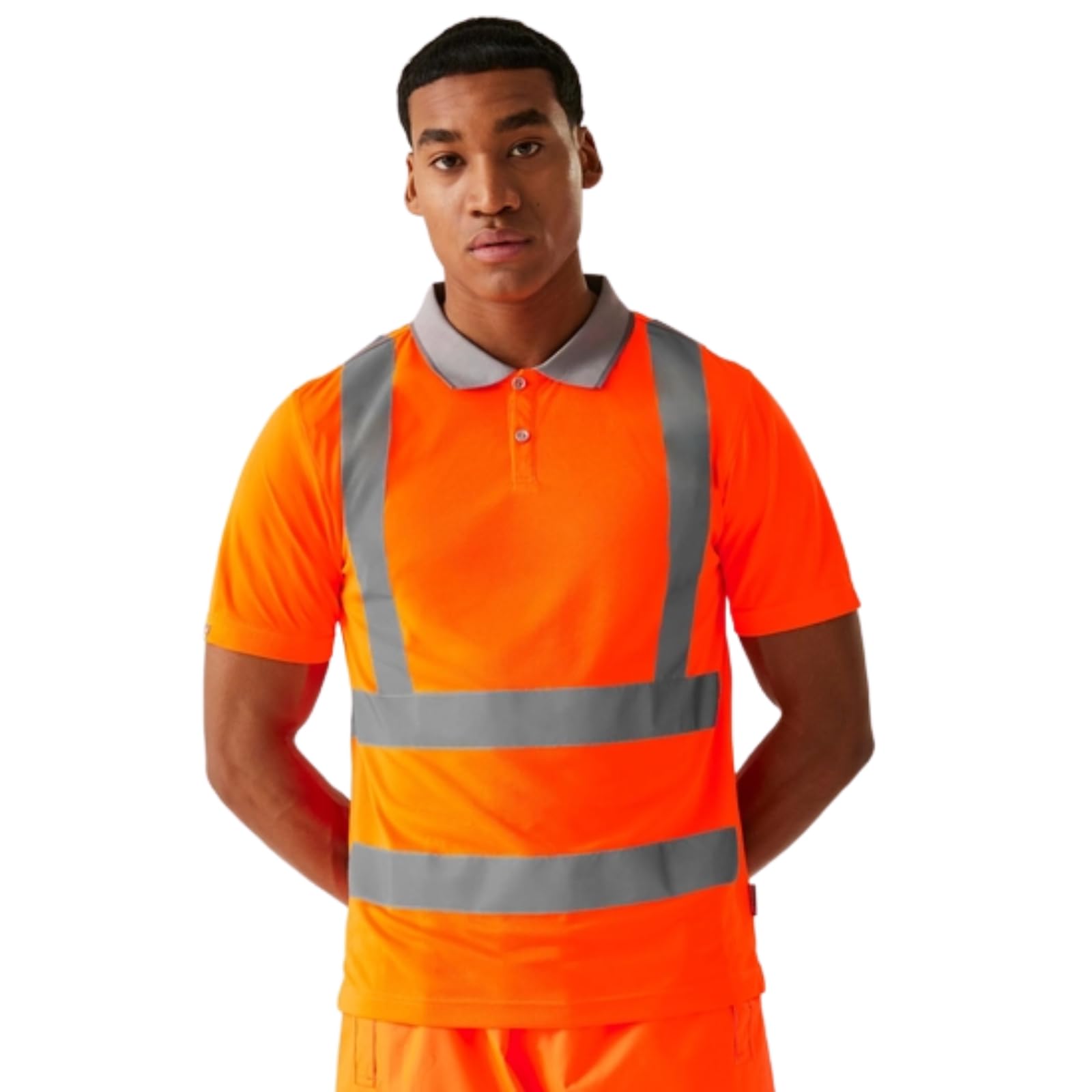 Regatta Mens Pro Hi-Vis Long Sleeve Polo Shirt - Orange - 2XL