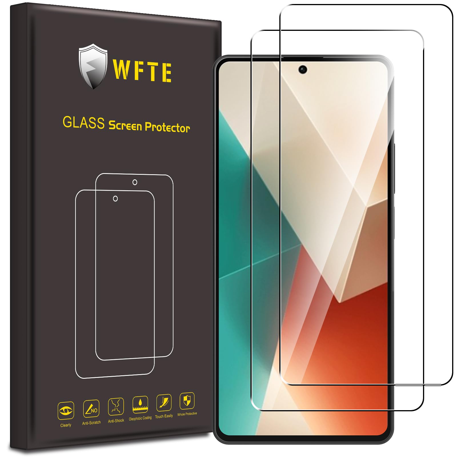 WFTE [2-Pezzi Vetro Temperato per Xiaomi Redmi Note 14 PRO+ / PRO Pellicola Protettiva 3D Copertura Completaper[Anti graffio][Senza Bolle] Pellicola Protettiva per Redmi Note 14 PRO Plus 5G