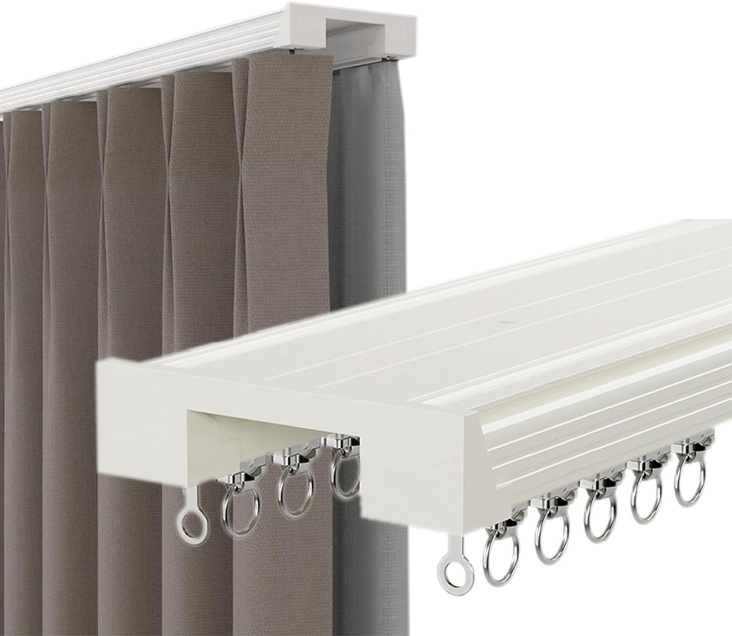 Wytrzymały podwójny połączony aluminiowy system szyn sufitowych do biura, domu, łazienki, szpitala, uchwyt ścienny lub sufitowy, 1,4 m, biała szyna do zasłon i dzielników pokojowych