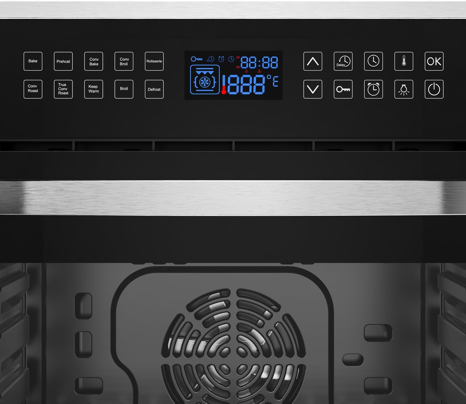 Empava 24 Inch Electric Single Wall Oven with 10 Cooking Functions - Built-in Convection Oven with 360° Rotisserie, 2.3 Cu. Ft. Capacity, Touch Control, and Easy-Clean Enamel