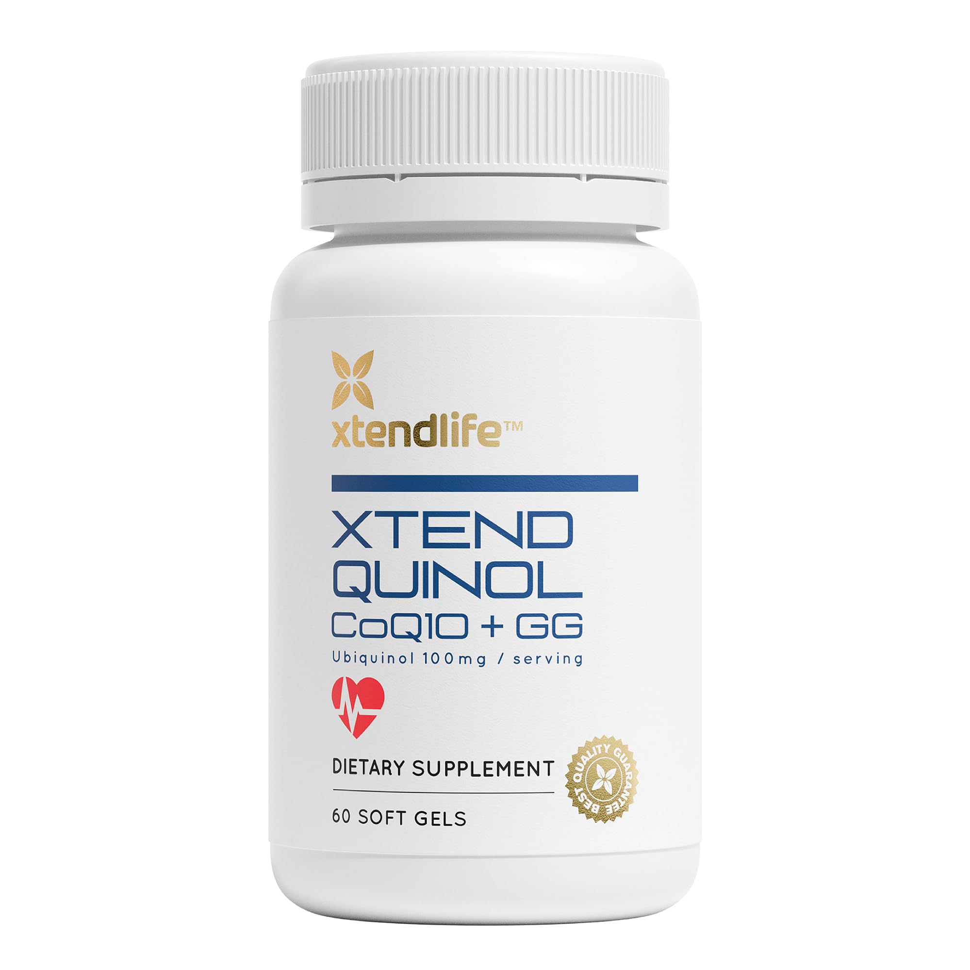 Xtendlife Xtend-Quinol - Natural CoQ10 Ubiquinol and GG (Geranylgeraniol) Supplement for CoEnzyme Q10 Production, Heart Health, Cellular Energy, and Aging Health - 2 Month Supply