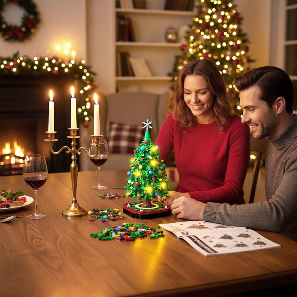 Set Costruzione Albero Di Natale SEMBO BLOCK Costruzioni A Blocchi E Mattoncini Compatibili Con Carillon E Luci