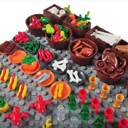 Miniatura 3 de 180 piezas de bloques de construcción de alimentos, accesorios de cocina, juego de ladrillos de construcción, juego de construcción de bricolaje,