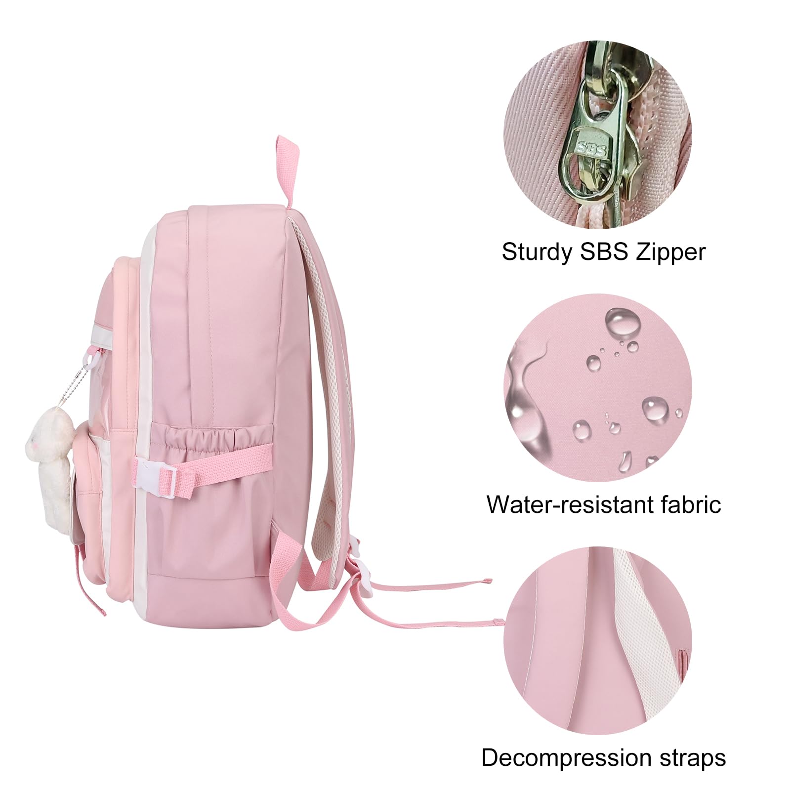 Phaoullzon Kawaii Backpack for Girls School Bookbag Cute Anime Backpacks with Pins and Pendant