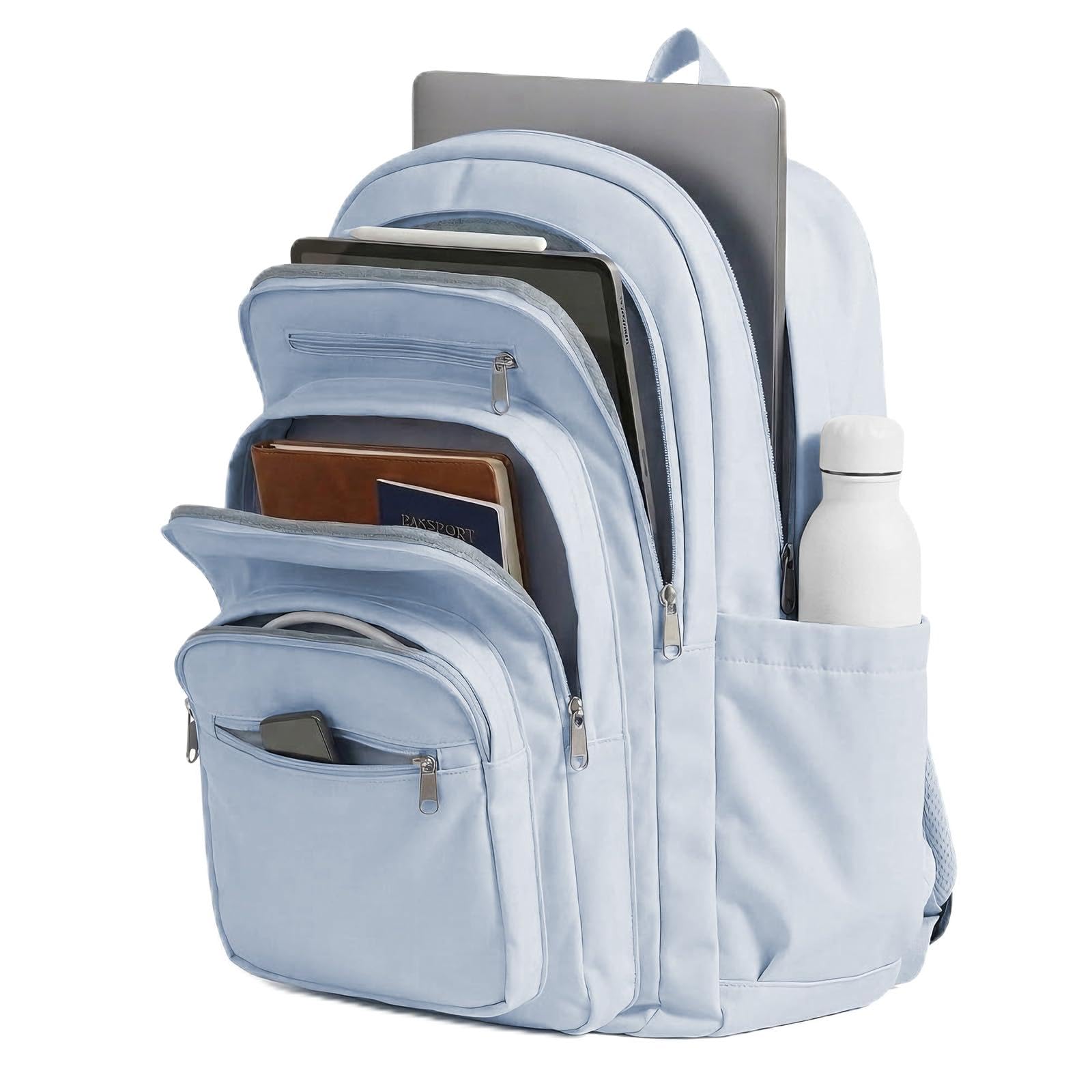 WEPOET Rucksack Damen Herren, Schulrucksack Groß mit Vielen Fächern, Waterproof Rucksack Leicht für Schule, Schulrucksack Teenager Daypacks Backpack für Jungen Mädchen