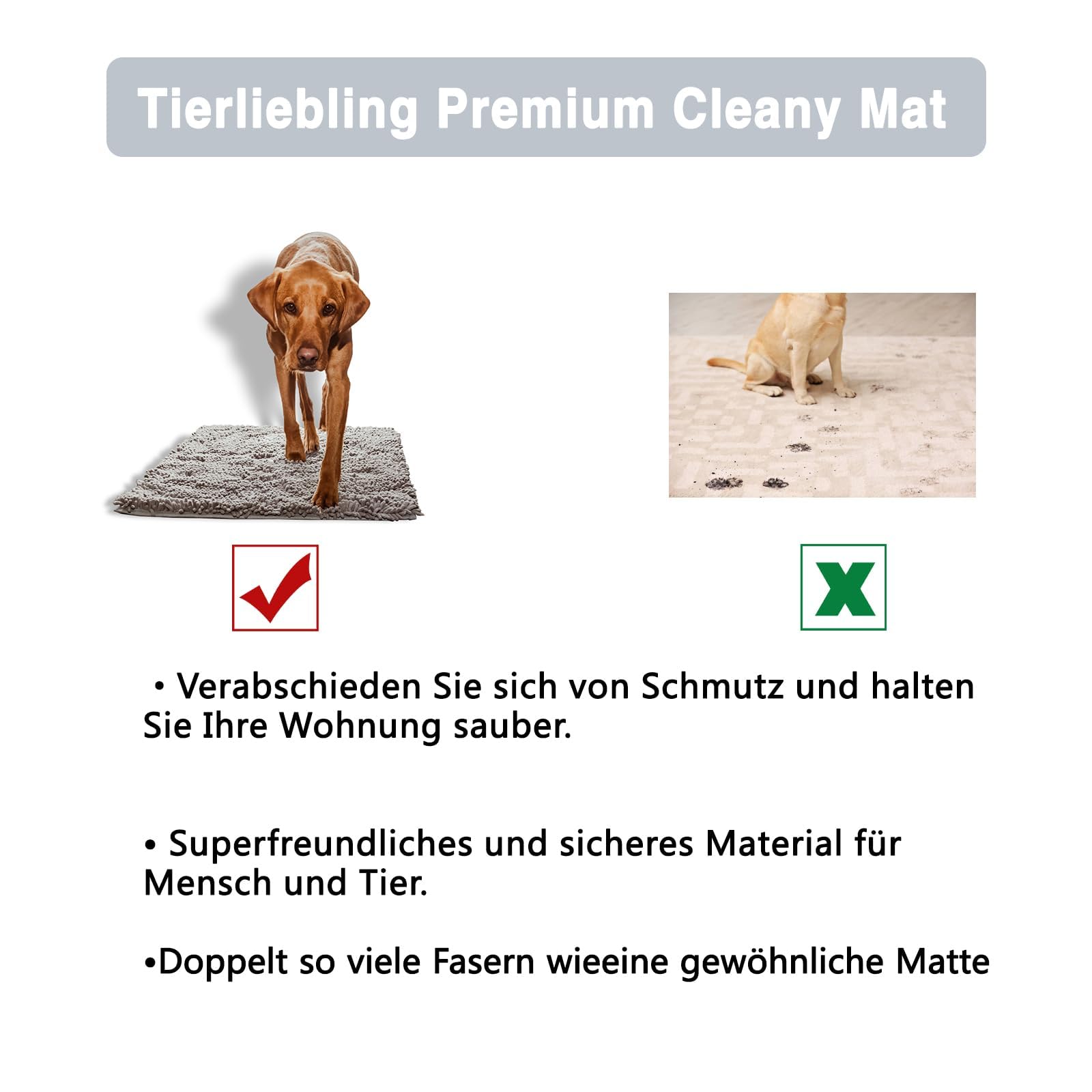 Clean mat, Premium cleany mat Hund 60 x 90 cm,Schmutzfangmatte Hunde,wasserdicht Teppich für Hund,Fußmatte Innen waschbar,für Eingang,Haustür & Flur,Dunkelgrau-80 x 120 cm
