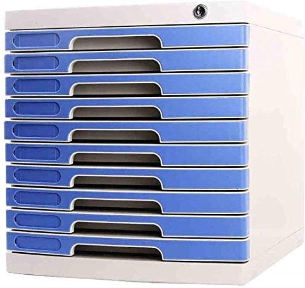 Desk File Cabinet File Privacy Plastic Storage Drawers Desk Unit Organizer Plastics Ten-Layer Lock Upper Useful Drawer Plastic Bookcase(Color:White) (White)