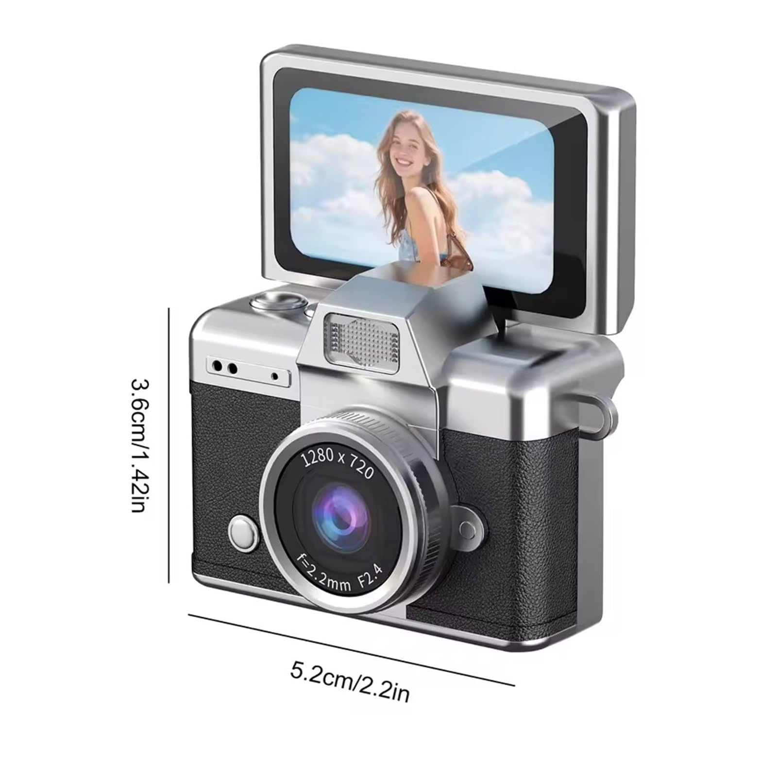 Mini Fotocamera Digitale Con Schermo Lcd Da 1,47 Pollici, Fotocamera Digitale Retrò Impermeabile Con Display Ribaltabile E Risoluzione 1080p, Fotocamera Tascabile Portatile E Compatta(Pink,32G)