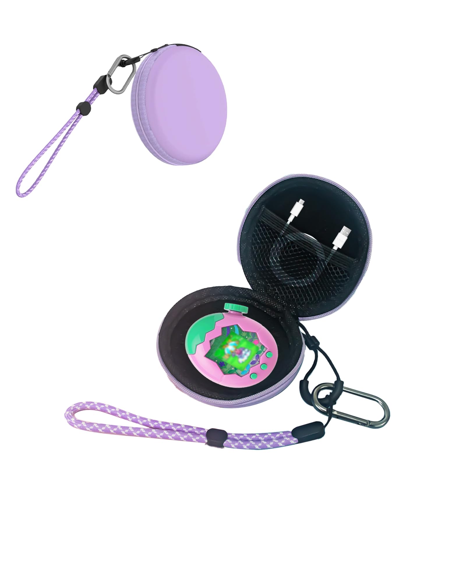 toergy Compatible with Tamagotchi Paradise,Durable EVA Carrying Case,Shockproof & Lightweight Protective Cover,Fit fo USB Cable and More,Purple
