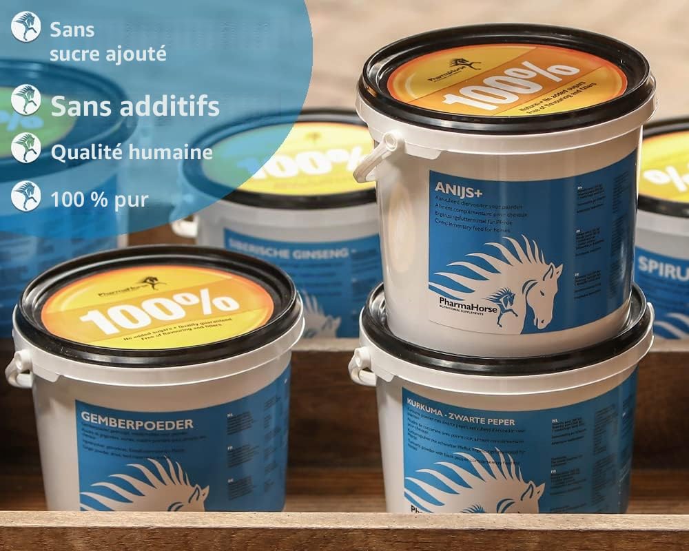 PharmaHorse Curcuma - Poivre Noir | Anti-inflammatoire Cheval | Aide Le Foie & la Digestion | sans sucres ajoutés ou éléments dopants | 1000 grammes