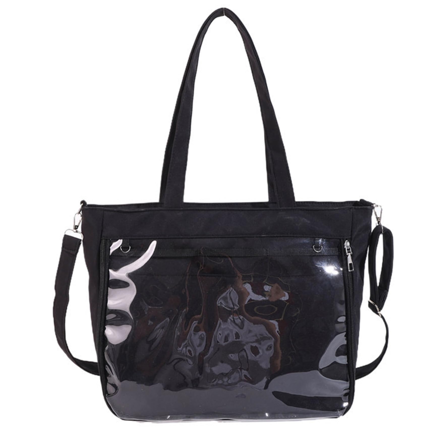 Tsawntd Unisex Black Ita Bag Crossbody Canvas Pin Bag With Front Clear Display Ita Purse With Adjustable Straps, Cross-Body Bags